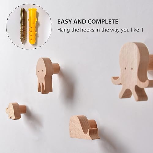 Miniatura 67 de WONQEXZ Gancho de pared, gancho de pared de madera para guardería, ganchos de animales coloridos naturales, ganchos de madera, gancho montado