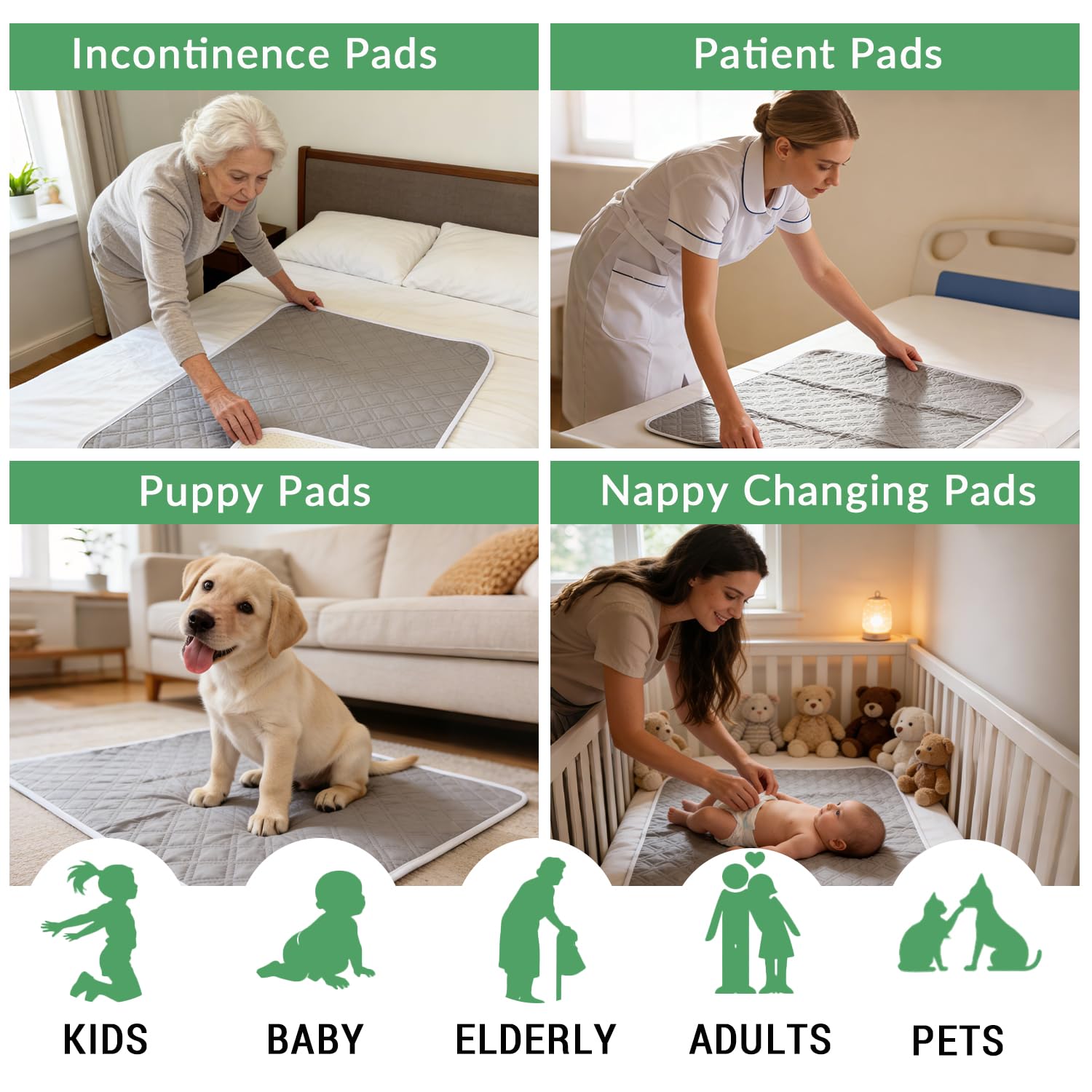 alèse imperméable 2 Pièce, Lavable Alèses Réutilisable pour Incontinenc, Protection lit Incontinence 100X150CM, 4 Couches de Protection, Convient aux Bébé, Enfant, Adulte,Animaux