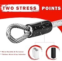 Vista 2 de 1/8inch Stainless Steel Security Cable 4/6/10/15FT Luggage Lock Safety Wire Flexible Steel Wire Rope With Double Loop (2 Pack)