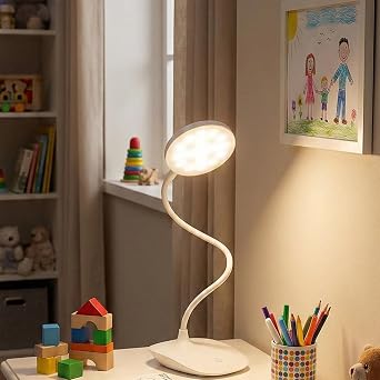Amber LED Şarjlı, 3 Kademe Dokunmatik Parlaklık Ayarlı, 4000K Renkli Çocuk ve Çalışma Masası İçin Esnek Gövdeli Masa Lambası (Model 1) [Enerji Sınıfı A]