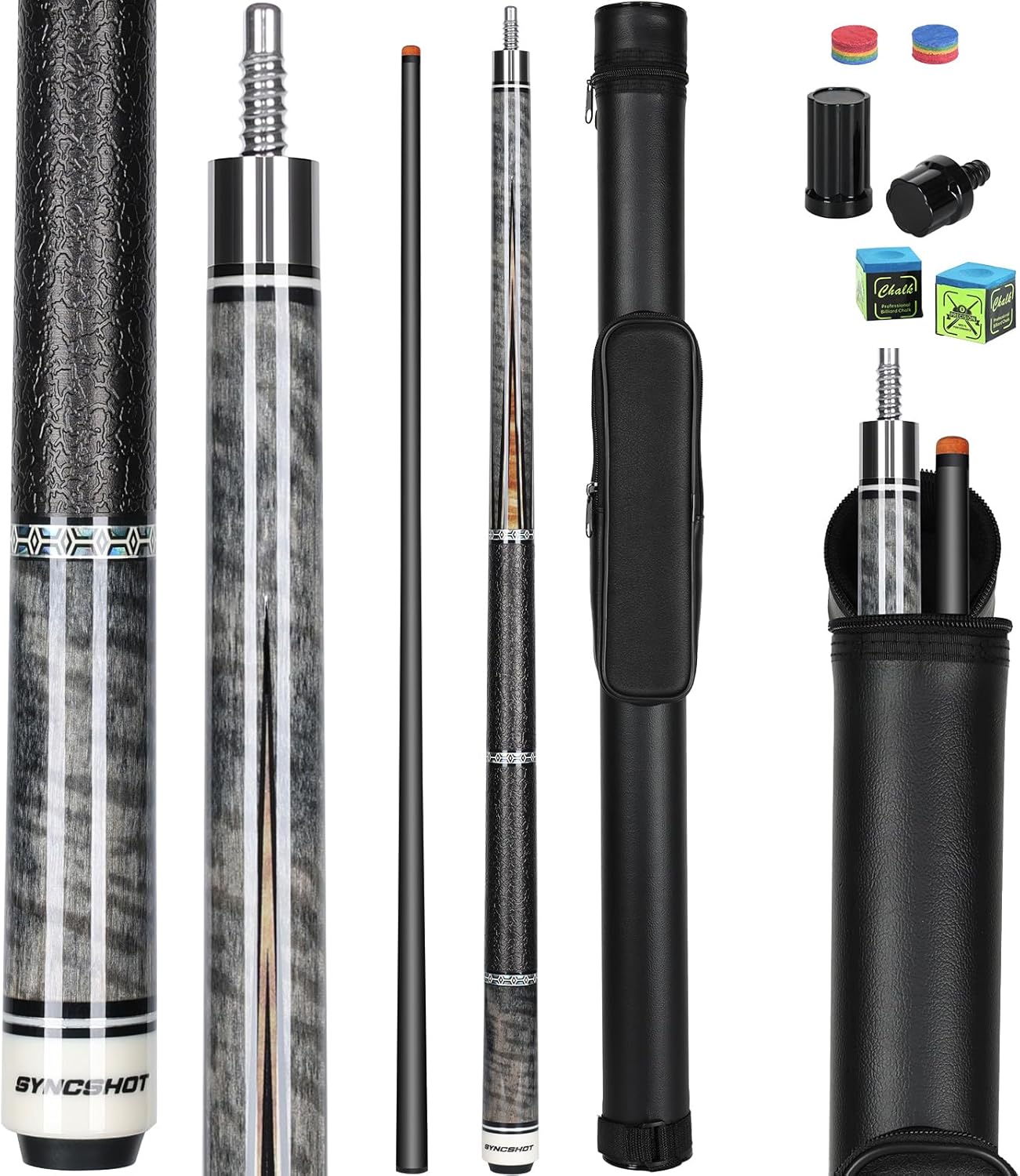 Carbon Fiber Pool Cue Stick 58" Professional Pool Sticks for Adults Full Carbon Technology Low Deflection Billiard Pool Table Cues with 12.5mm Tip