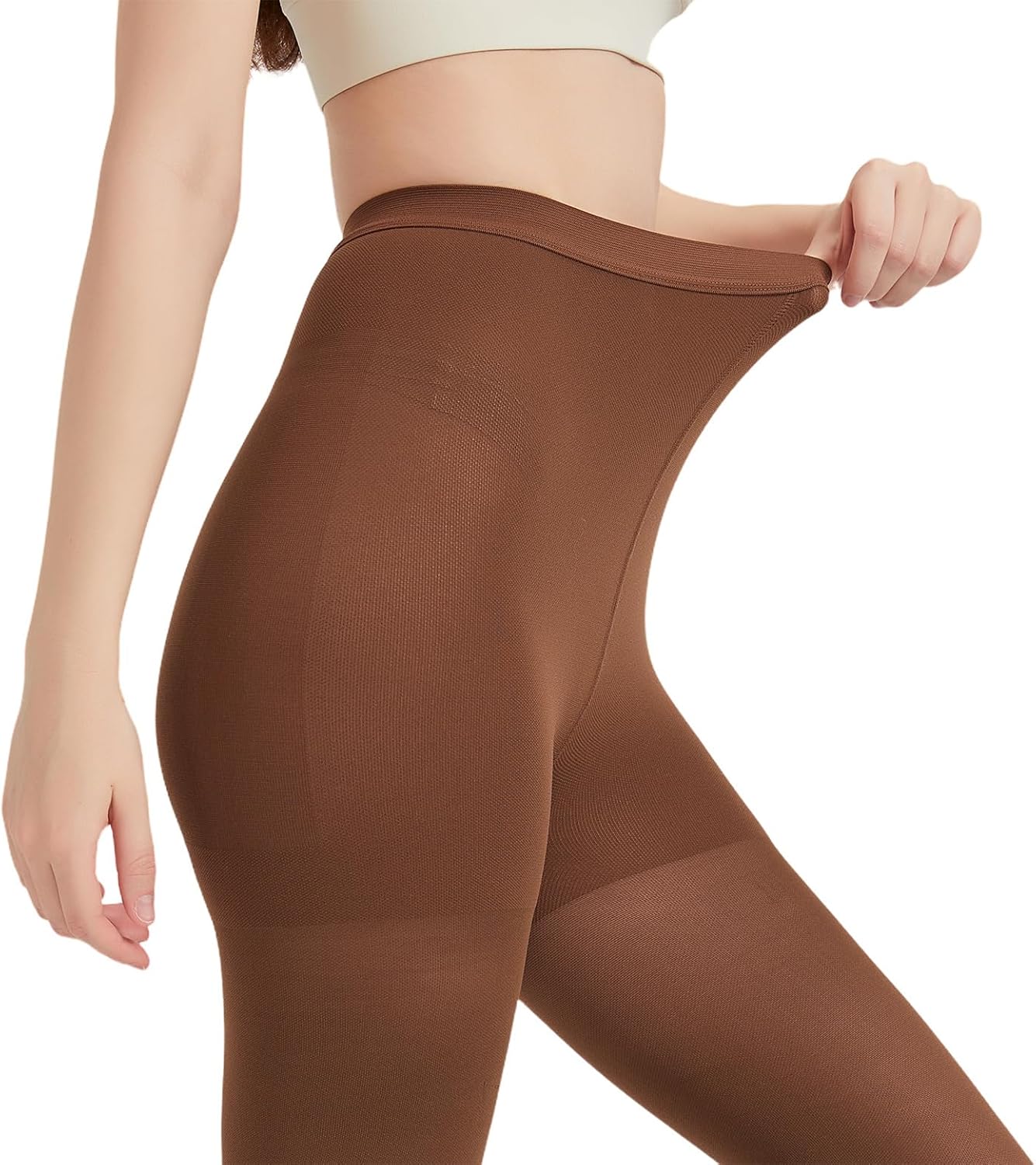MGANG Medical Compression Pantyhose for Women & Men, Closed Toe, Opaque, Waist High Compression Circulation Leggings, 15-20 mmHg Firm Support Compression Hose for Varicose Veins, Edema, DVT, Brown S