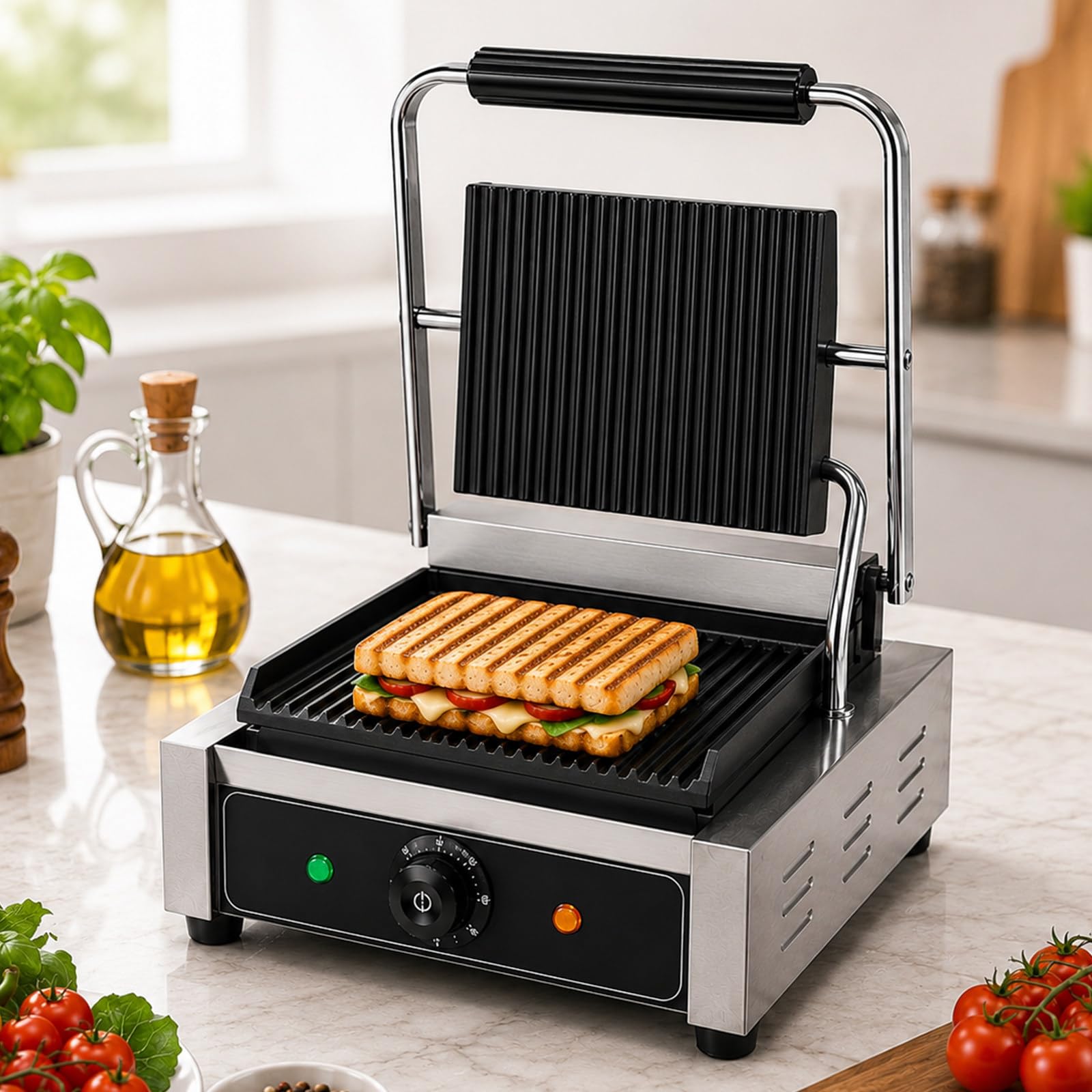 Elektryczny grill do panini z pokrywą – do panini i grill domowy Single-A