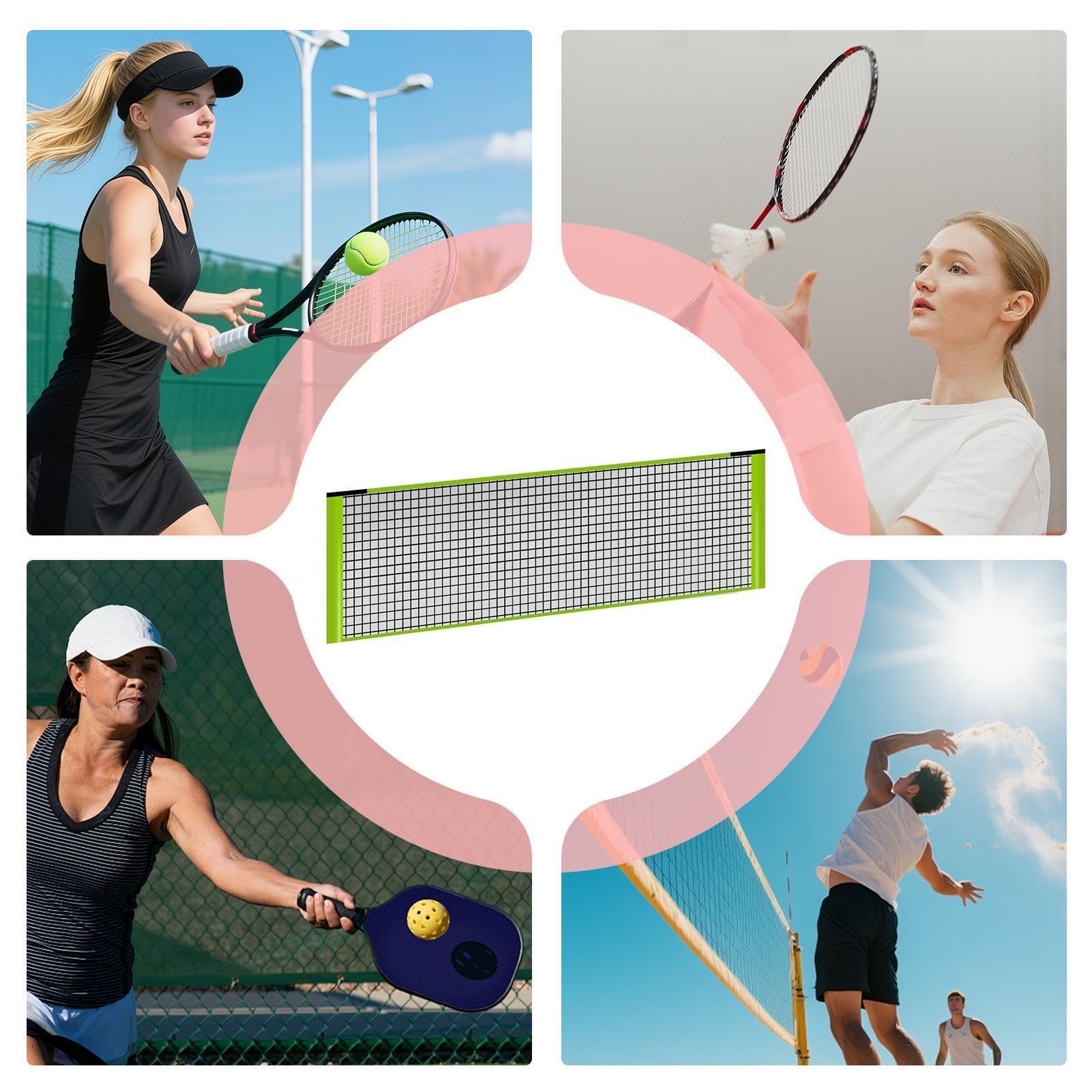 Red De Bádminton del Jardín | Malla Recambio para Juego Pickleball | Red Voleibol sobre Césped | para Jardín Trasero, Patio, Entrada De Vehículos, Camping, Escuela Y Picnic