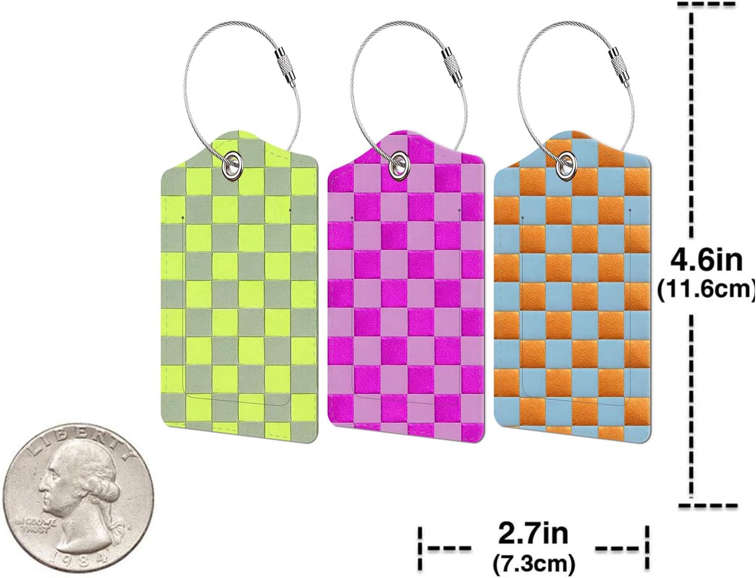 3 Pcs Luggage Tag for Suitcase, Travel Cruise Leather Bag Tags Identifiers Privacy Cover ID Label with Durable Steel Loop for Women Men Kids Girls Travel (Square) image 2