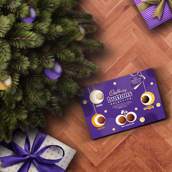 Cadbury Buttons Selection Box, Festive Chocolate Selection Box including Orange, Milk and Caramel Nibbles, Perfect Stocking Filler Gift, 340 g (Pack of 1)