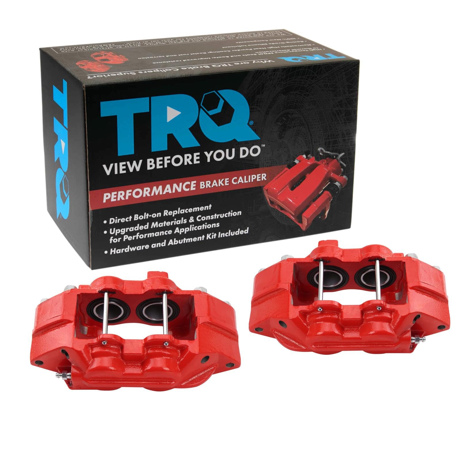 TRQ Front Brake Caliper Set Painted Red Brackets Compatible with 2015-2019 Chevrolet Colorado 2015-2019 GMC Canyon