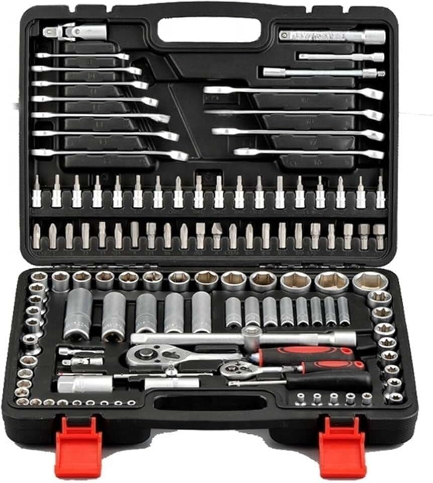 130PCS Socket Wrench Tool Box Complete Car Mechanics Repair Tool Set
