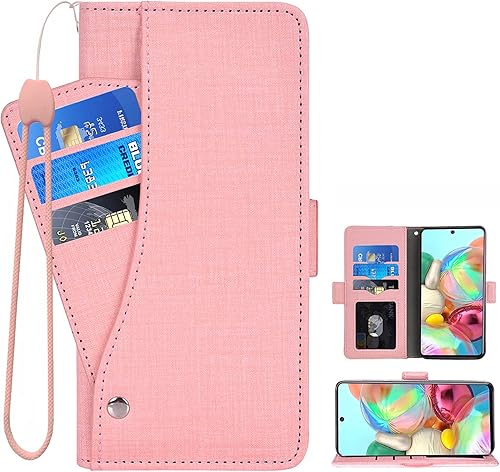 Miniatura 8 de Asuwish Compatible con Samsung Galaxy A71 4G, protector de pantalla de vidrio templado y funda de cuero con tapa para tarjetero, funda para teléfono