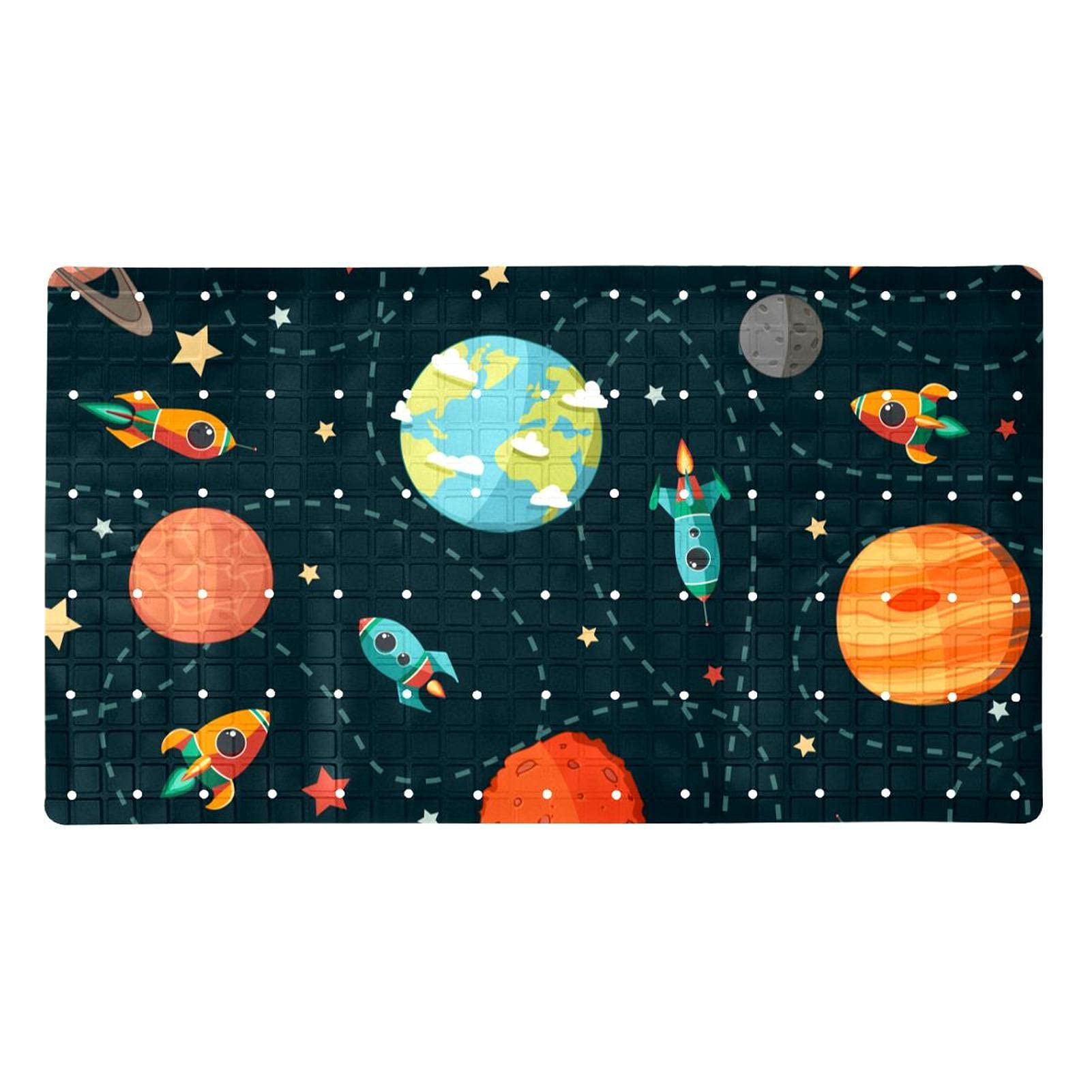 Tapis de baignoire antidérapant à ventouses avec trous de drainage 41 x 71 cm