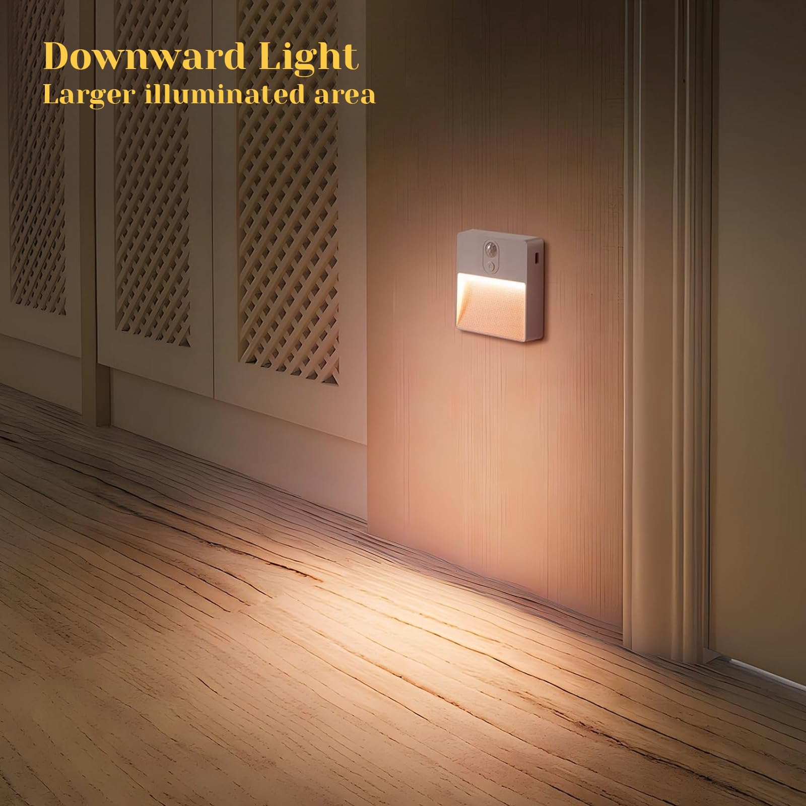 Luce notturna LED con sensore di movimento per interni, ricaricabile tramite USB, 3 modalità (AUTO/SPENTO/ACCESO), luce RGB per corridoio, scale, camera da letto, stanza dei bambini (1 pezzo)