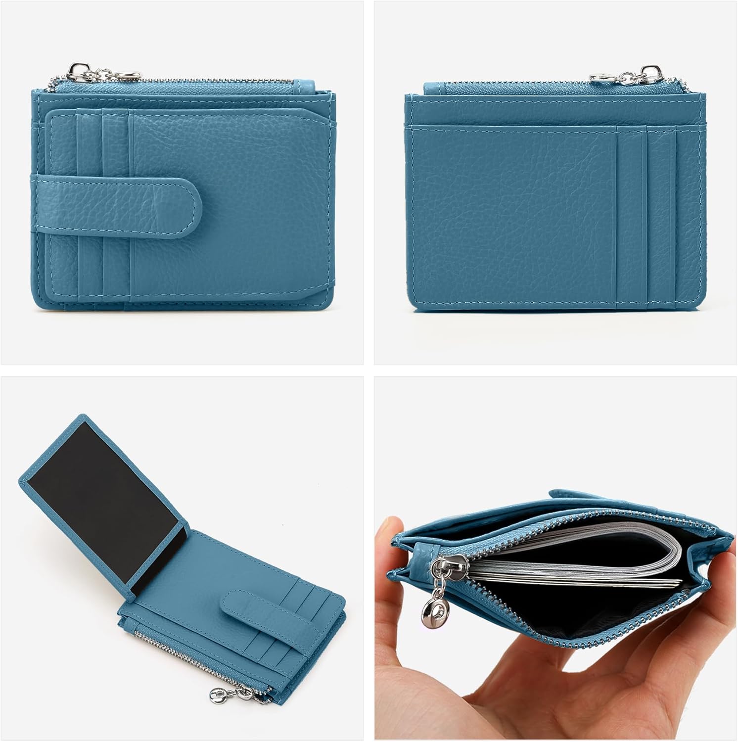 Slim Wallet for Women Genuine Leather Card Holder Thin Womens RFID Blocking Small Wallets - Image 4