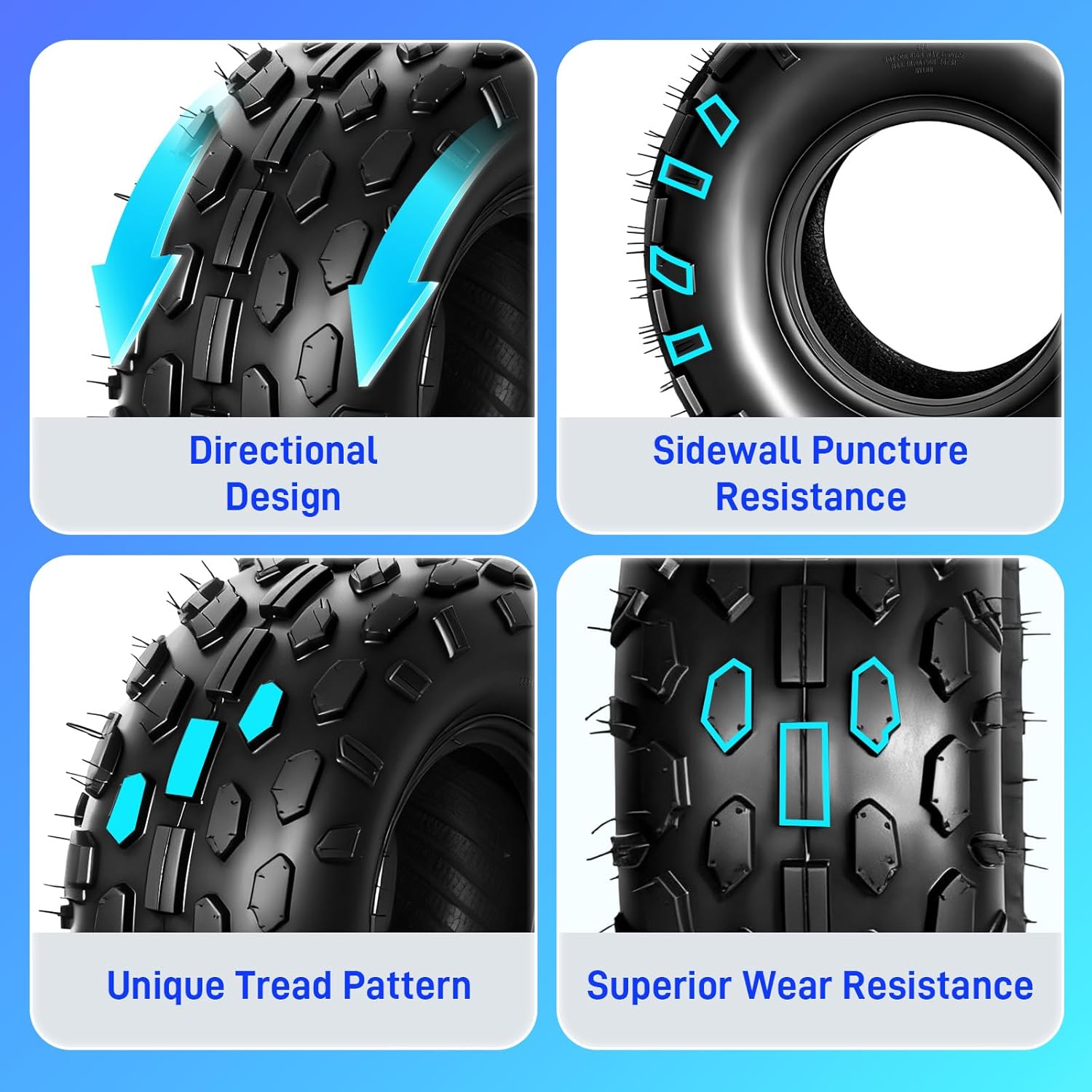 TRIBLE SIX 145/70-6 Tubeless Tire,145 70-6 Go Kart Tires,Compatible with Coleman CC100X,CT100U,Baja Dirt Bug,Motovox MBX10 ATV Quad 4 Wheeler Mini Bike,4 PR(Pack of 2)