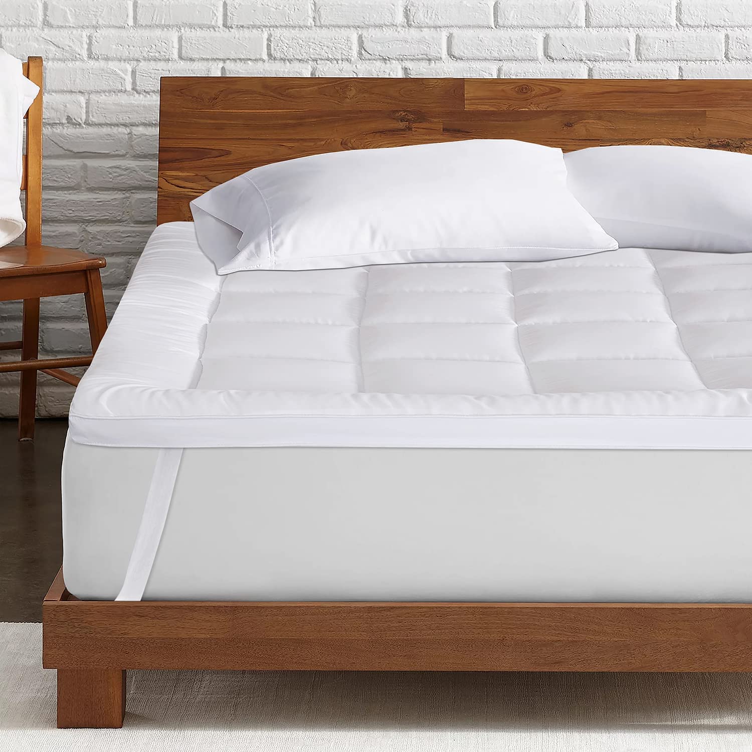 Microfiber Full Size Mattress Topper for Bed Soft Fluffy Mattress Cover Skin Friendly Cooling & Breathable Quilted Fitted Mattress Pad (180x200+8cm)