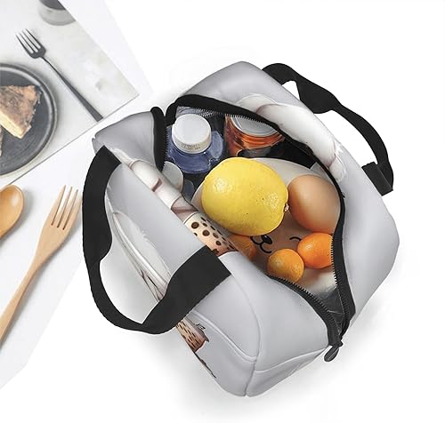 Miniatura 6 de Worihut Bolsa de almuerzo térmica térmica congelable con diseño de perrito y té con leche, lonchera Bento impermeable, para mujeres y hombres, para