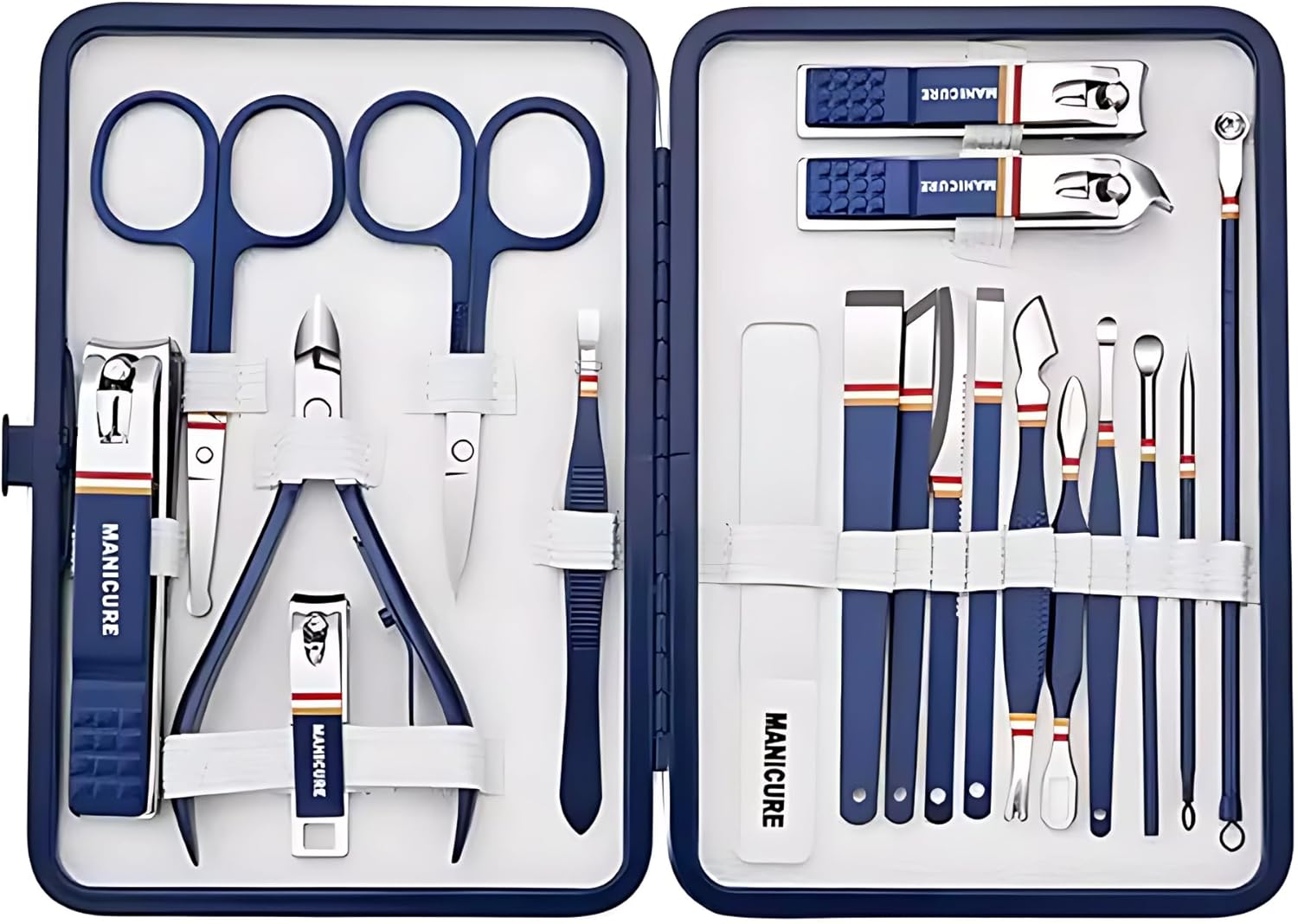 Nail Clippers Set – 19 Piece Manicure & Pedicure Kit, Stainless Steel Fingernail & Toenail Tools with Luxurious Travel Case for Men & Women Nail Clippers Set – 19 Piece Manicure & Pedicure Kit, Stainless Steel Fingernail & Toenail Tools with Luxurious Travel Case for Men & Women