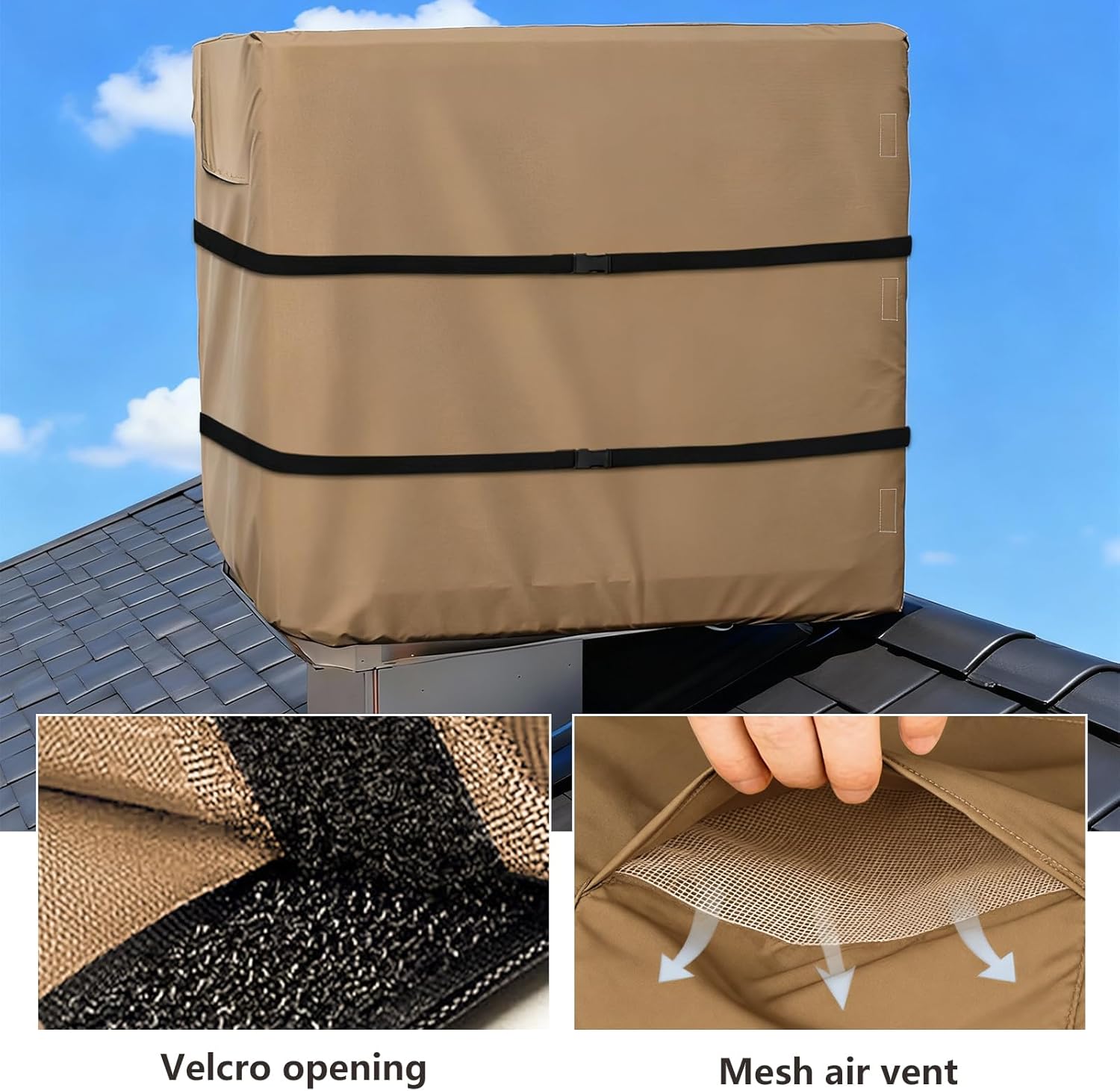 Down Draft Swamp Cooler Cover,Equipped with 2 Covers Straps, Heavy-Duty 600D Waterproof Evaporative Cooler Cover,Down Draft Evaporative Cooler Weatherproof Covers.34"W x 34"D x 36"H