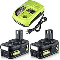 Vista 1 de P108 18V 6000Ah 2Pack Lithium Replacement for Ryobi Battery and P117B Charger Compatible with Ryobi 18V Battery P102 P103 P104 P105 P107 P108 P109