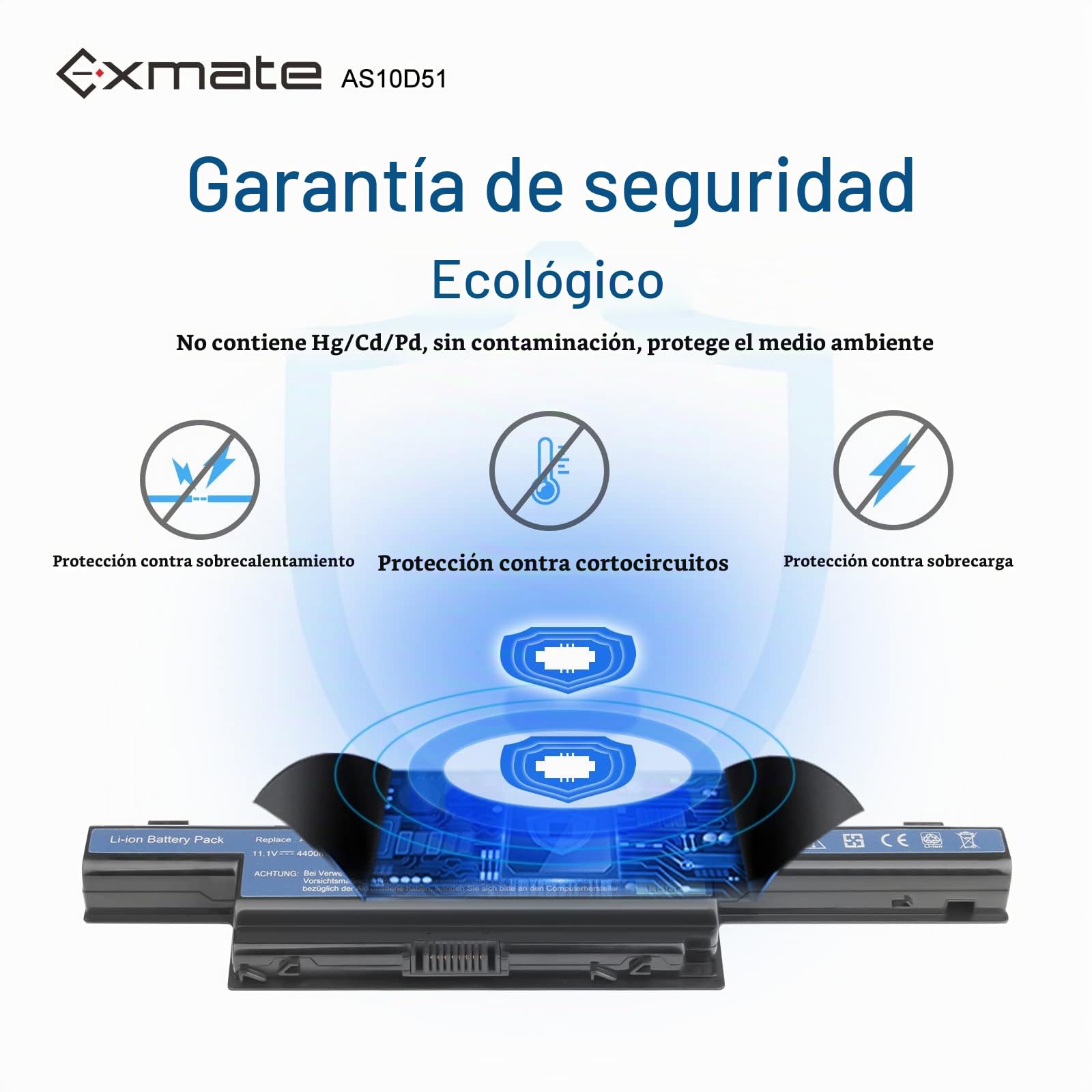 Exmate AS10D31 AS10D51 AS10D3E AS10D41 AS10D75 AS10D81 Bateria de Laptop para Acer Aspire V3-571G V3-771 V3-771G 5742 5733 E1-571 5750 5750G 5742G 5755G 7750G 7551 5740 V3-571 4741 (10.8V 4400mAh)