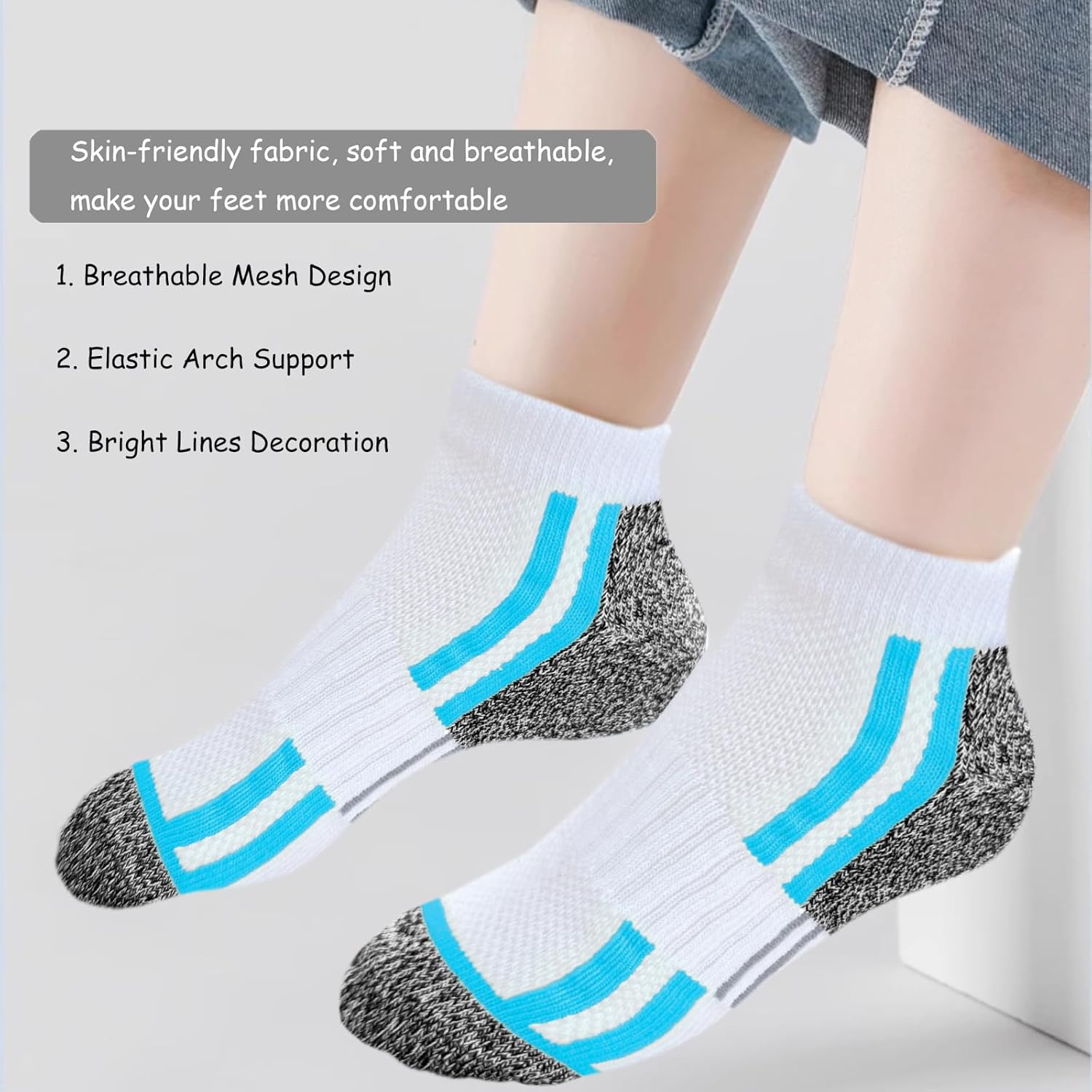 JAMEGIO Boys Socks 12 Pairs Ankle Socks Boys Athletic Running Low Cut Sports Sock for Kids 4-6 6-8 8-10 Years Old - Image 5