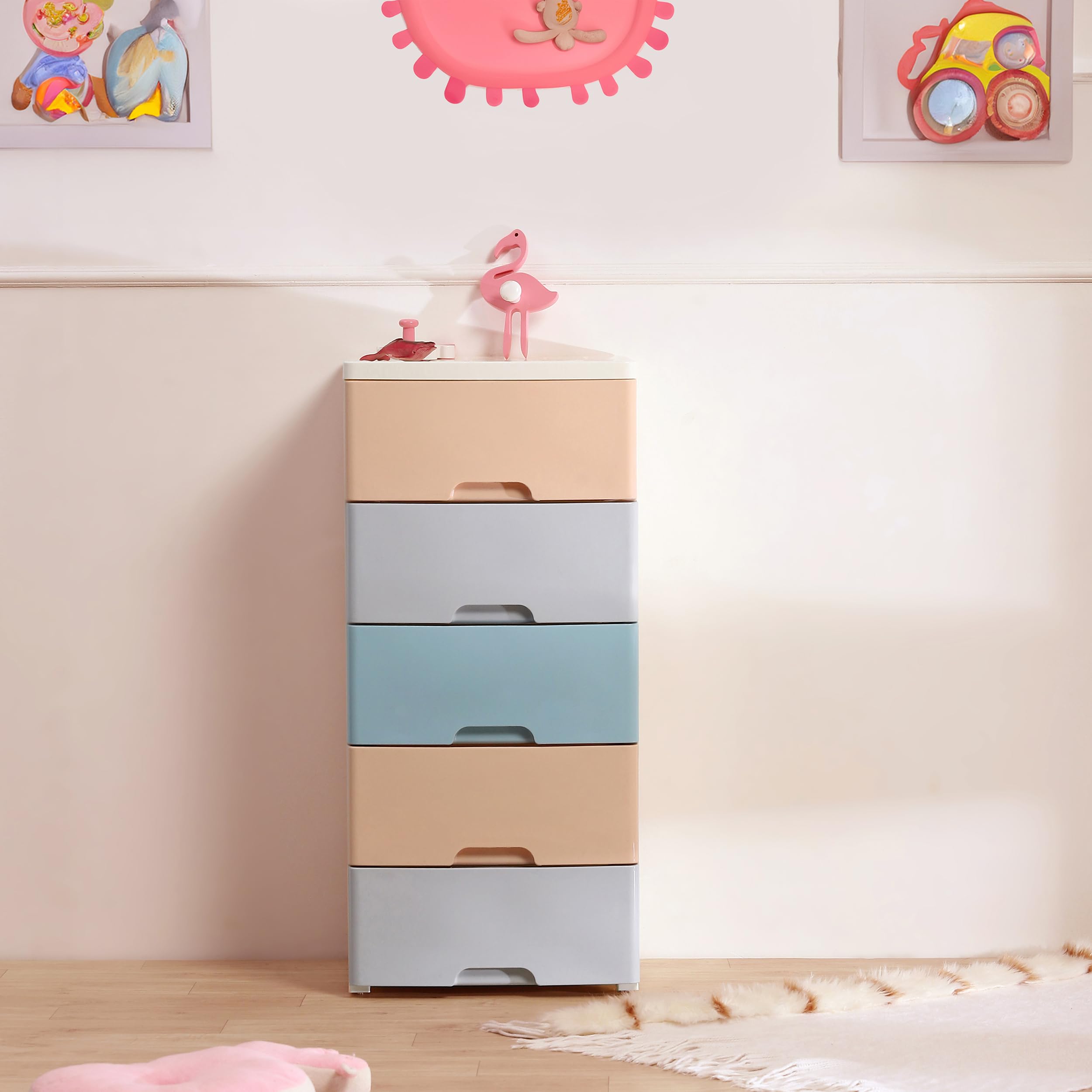 The Tickle Toe Plastic Chest of Drawers | 5-Drawer Portable Storage Organizer for Kids, Bedroom, Office & Living Room | Multi-Colored, 38L x 32W x 83H cm-image-12