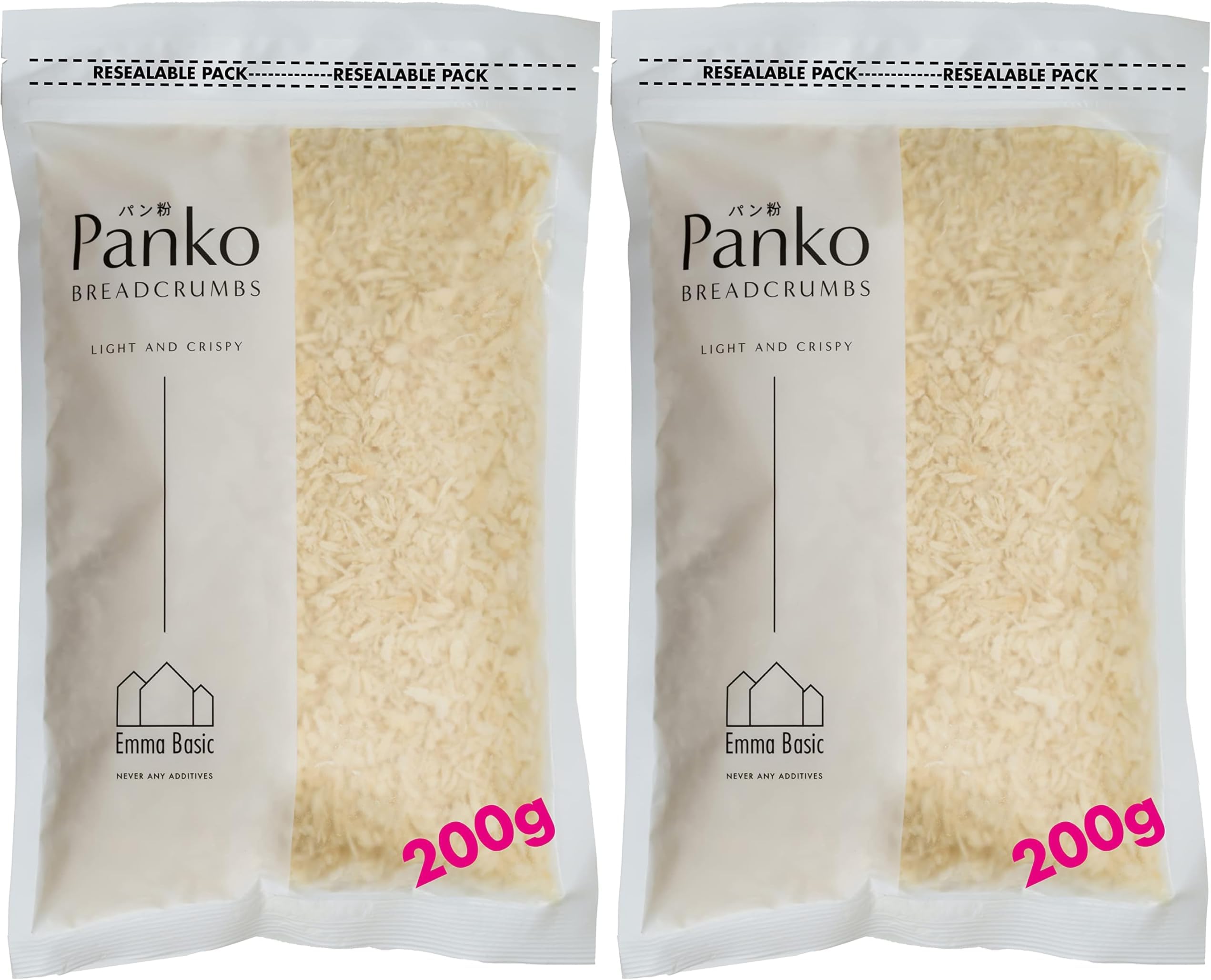 Emma Basic Panko Breadcrumbs 10 mm super premium 200g Bag |Long needle - Shape| Less Oily | Extra Crispy | Japanese Style| (Pack of 2)