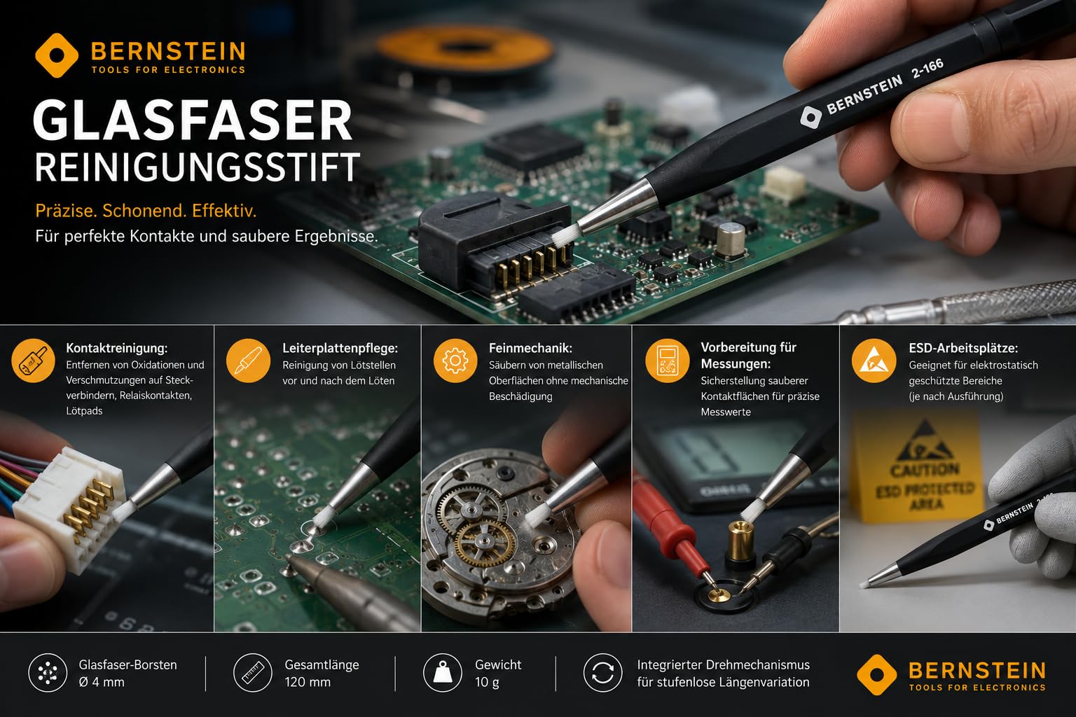 Bernstein Werkzeug GmbH, Utensile per pulire contatti in fibra di vetro, 2-166