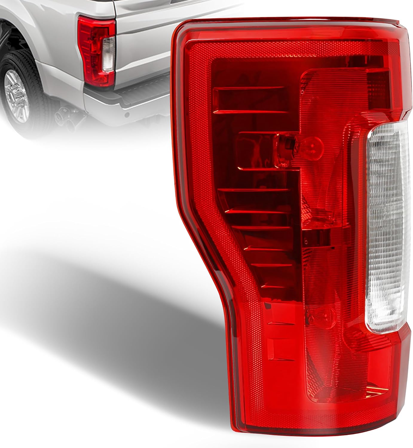 Left Tail Light Assembly Compatible with Ford F250 F350 2017 2018 2019 Super Duty Driver Side Rear Brake Lamps - Taillights Replacement for HC3Z13405D with Bulb included Halogen (w/o Blind Spot)