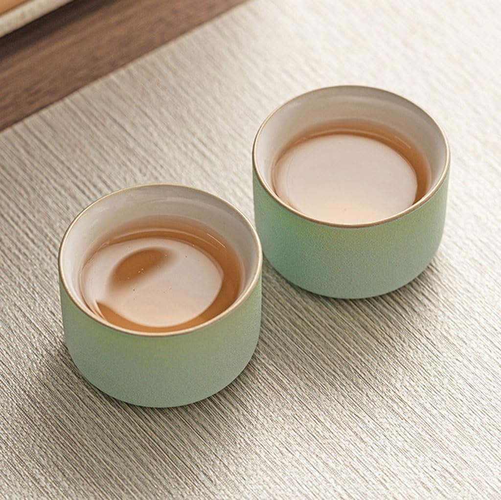 Tea Cup Handmade Ceramic Lime Green Small Teacups 40ml Gas Kiln Fired Home Kung Fu Set Drinking Cups Mug