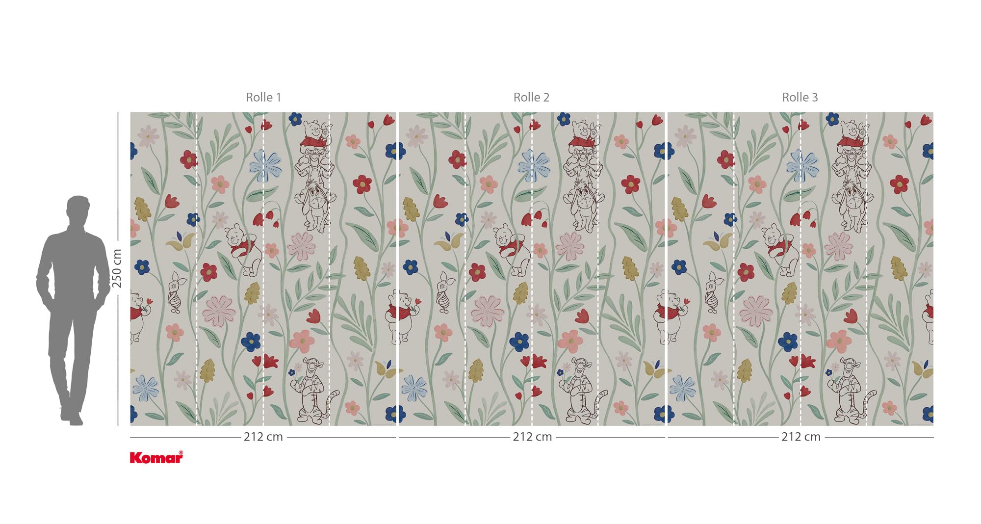 Komar Disney Winnie The Pooh Blossom Friends Vinyl Wallpaper Size 212 x 250 cm 1 Roll 4 Panels Nursery Baby Room Wallpaper - Image 3