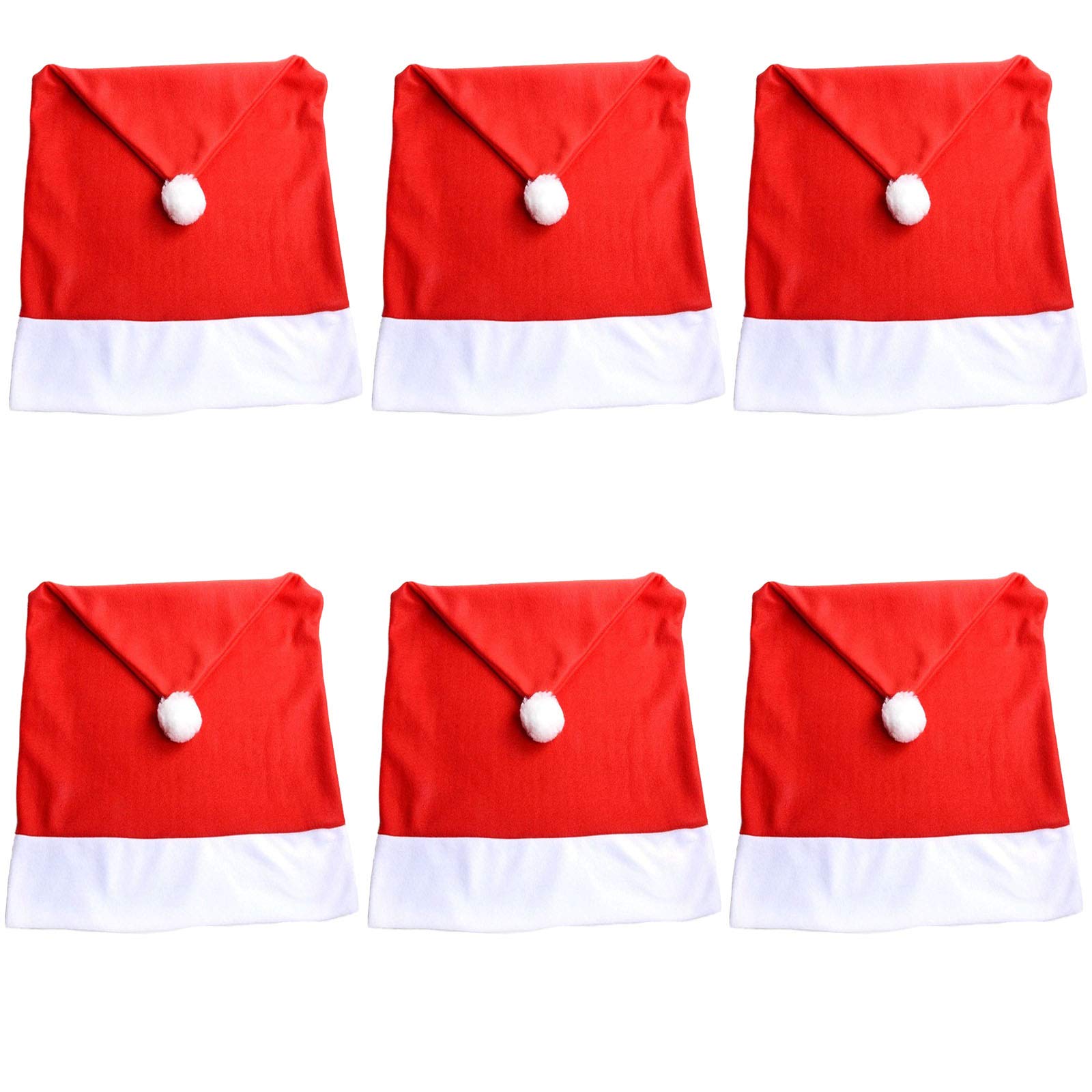 LERTREE 4Pcs/6Pcs Christmas Chair Covers Red Santa Hat Chair Back Covers Home Dinner Xmas Party Decor (6)