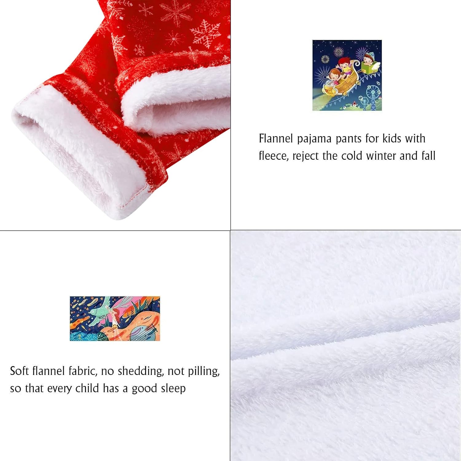 Funnycokid Girl Pajama Pants Kid Fleece Sleepwear Flannel Pajama Bottoms Loose Sleepwear 5-16 Years : Clothing, Shoes & Jewelry