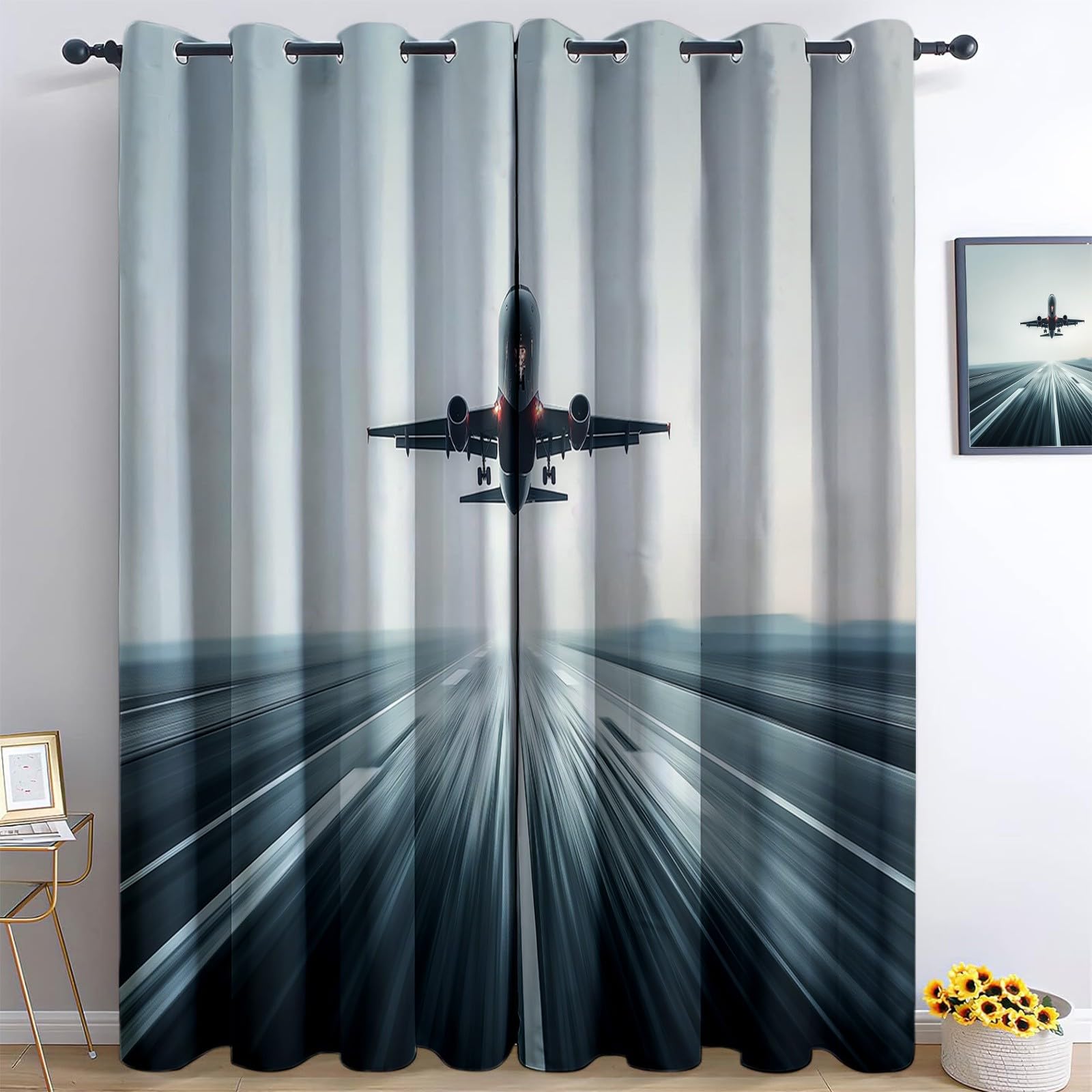 Rideaux occultants thermiques avion salon l140 x h225 cm lot de 2