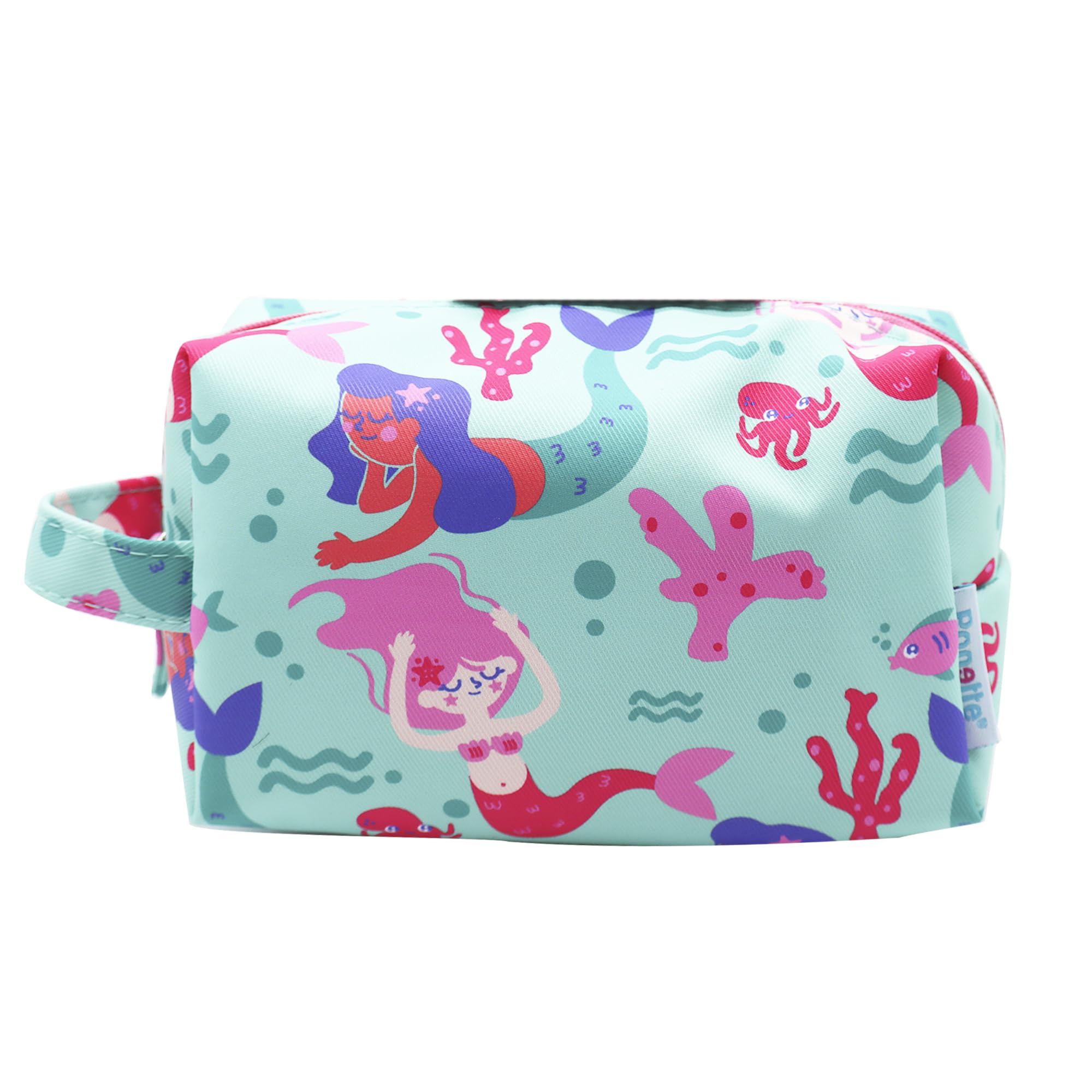 Ponette Neceser Infantil, Niño, Niña, Juvenil, Divertido, Bolsa de Aseo, Neceser Viaje, Estuche, Marca Española (Turquesa Violeta)
