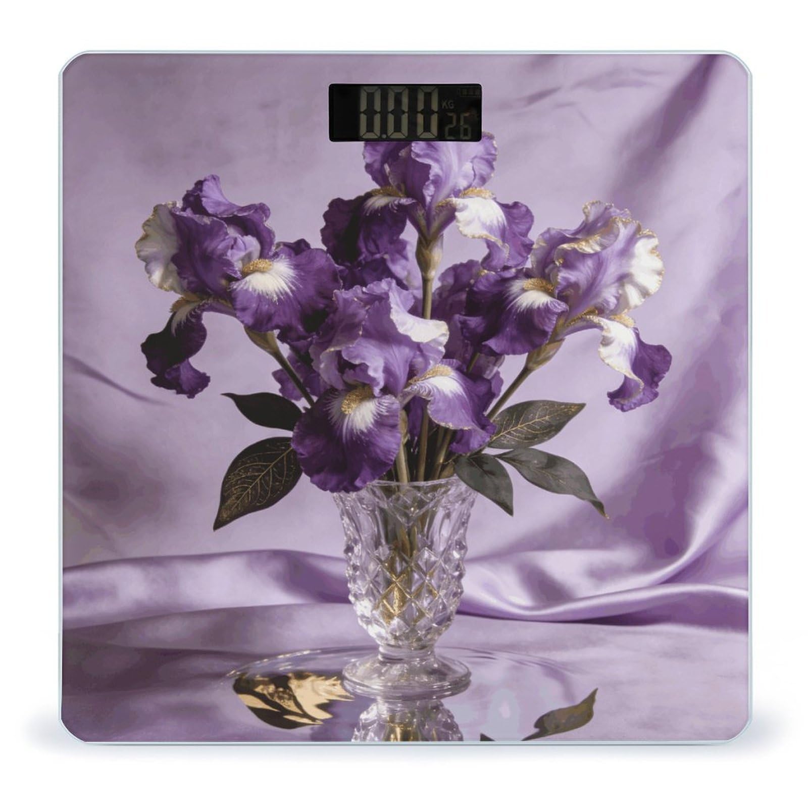 Elegante báscula de peso corporal inteligente violeta, alta precisión con pantalla LCD grande, báscula de peso duradera para uso doméstico, mide hasta 400 libras/180 kg