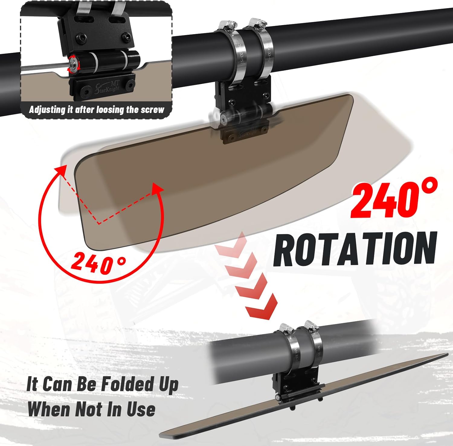 StarknightMT 2 Packs UTV Sun Visor for 1.5”-2” Roll Bars, Sun Protection Visors Compatible with Polaris RZR Can am Maverick X3 Commander Kawasaki Mule Pioneer 1000