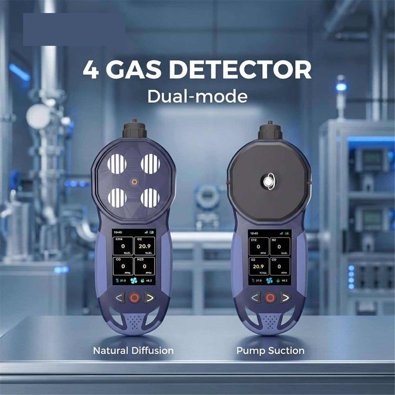 Détecteur de gaz Multi-Aspiration de Pompe Portable 4 en 1, Moniteur de gaz Marin H2S O2 CO CH4 IP68(0-10000ppm)