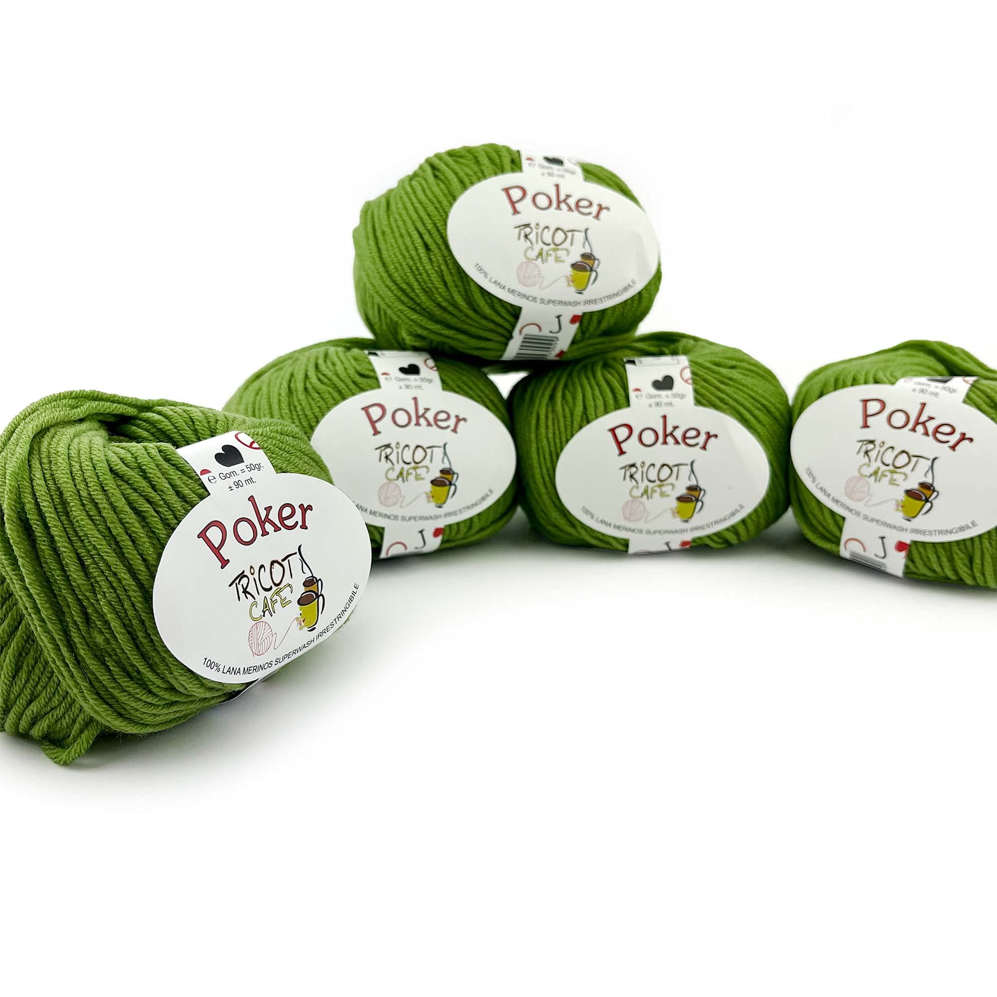 Poker 100% Pura Lana Vergine Merinos Superwash - Gomitolo Bianco (Irrestringibile E Morbido) - Made In Italy