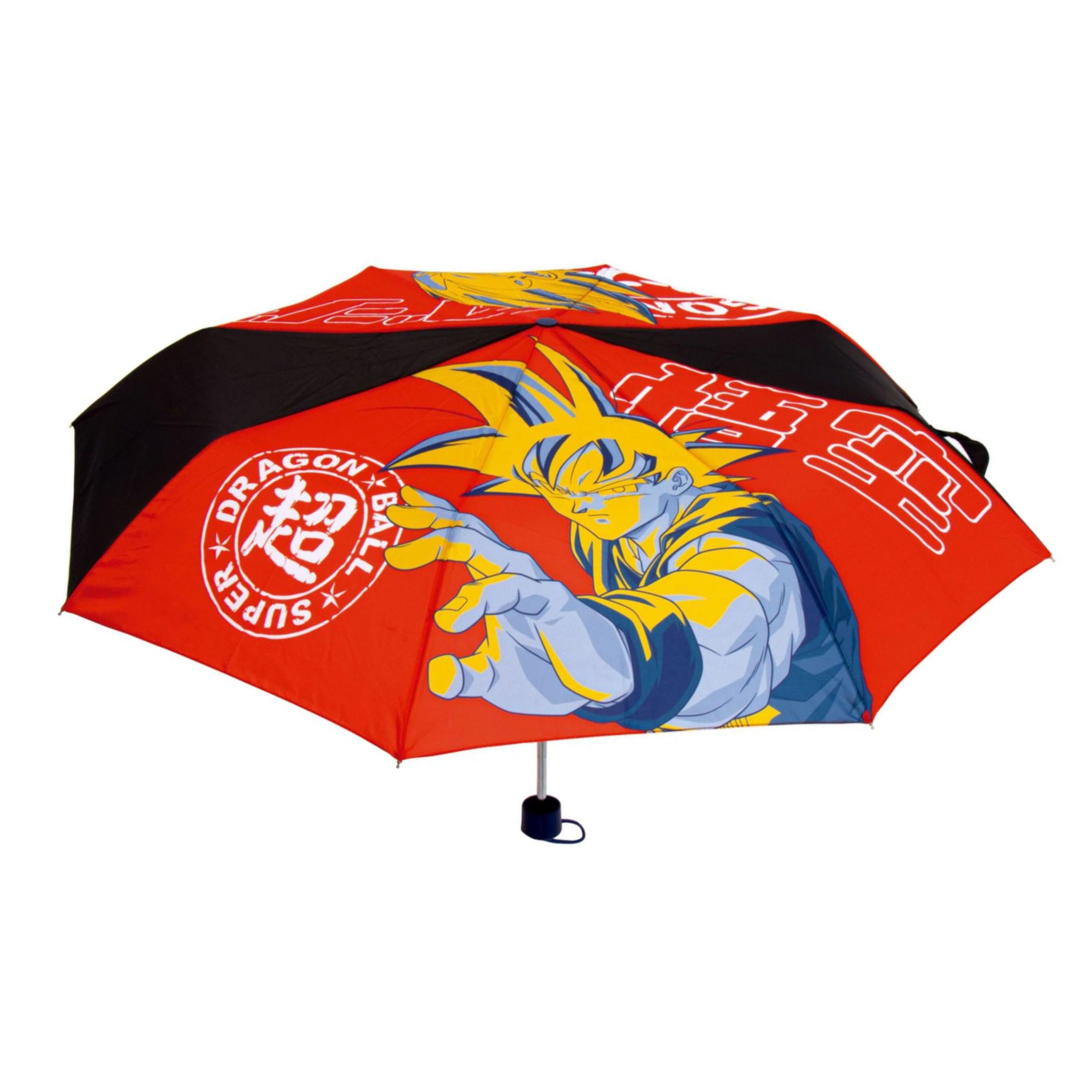 Dragon Ball Z Compact Folding Umbrella for Boys, Highly Sturdy Construction, Classic Design, black