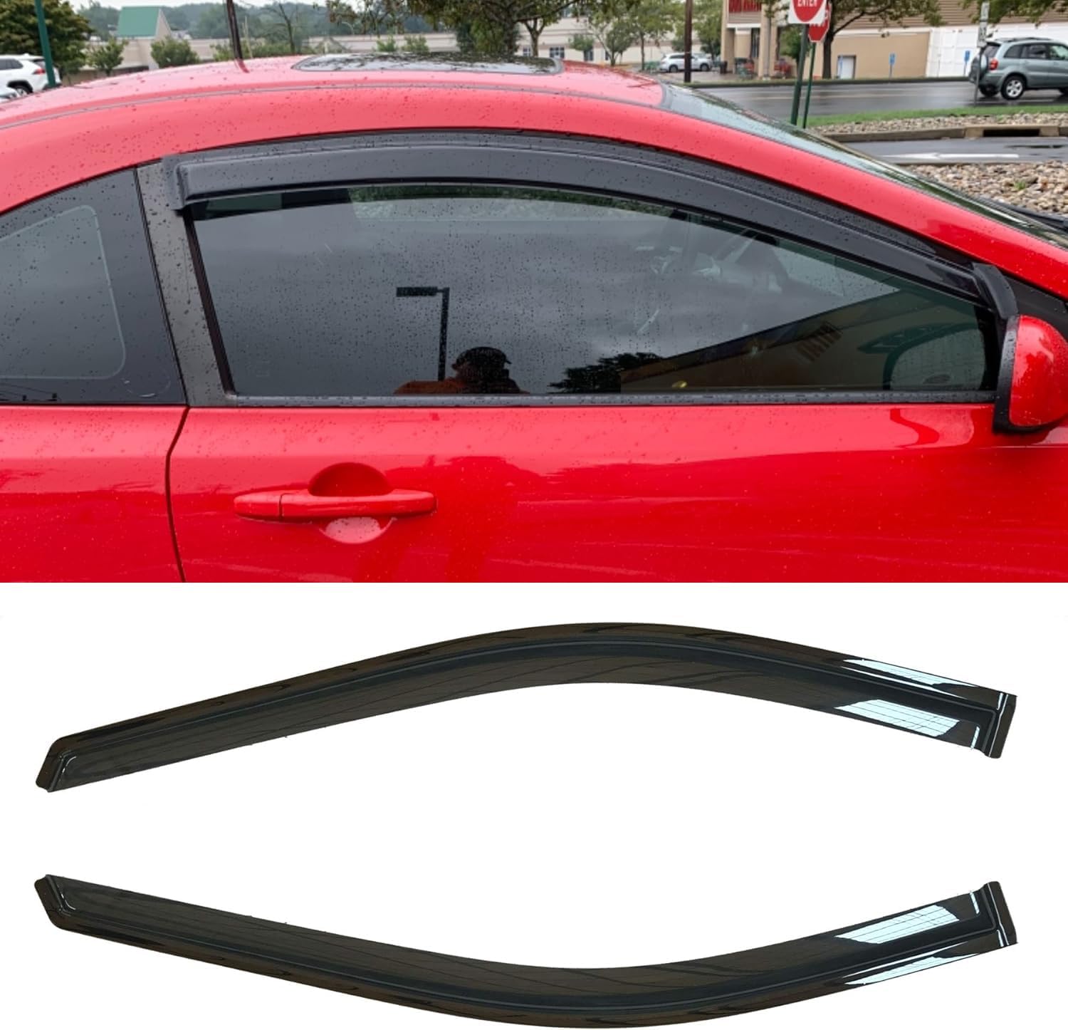 Rainproof Side Window Wind Deflectors for FIAT 500 2011-2019, Tape-on Sun Rain Guard Sets,Nice Looking Window Visors for Cars,Vent Deflector for FIAT 500 11-19 92385