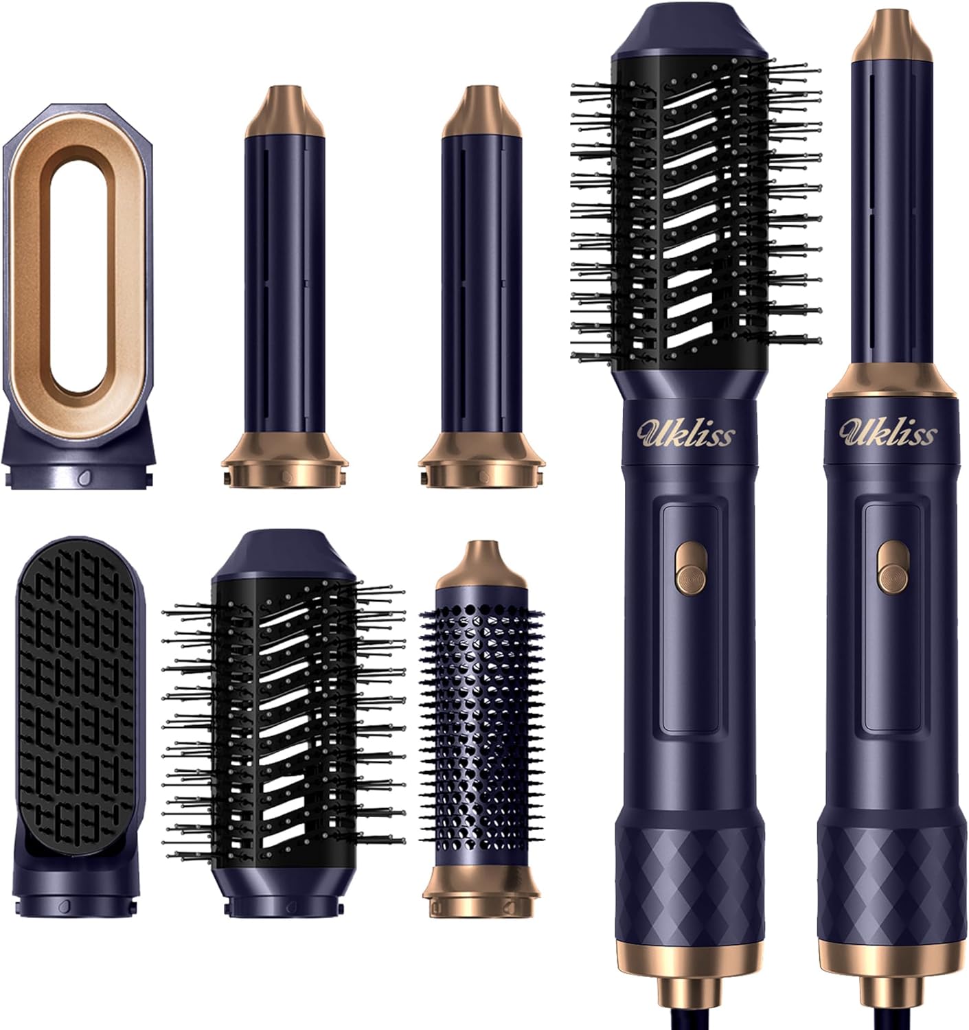Haarstyler Set 6 in 1, UKLISS haarstyler met ionische haardroger, ronde borstel haardroger, automatische krultang, haar stijltang borstel, warme lucht borstel voor vrouwen volume krullen