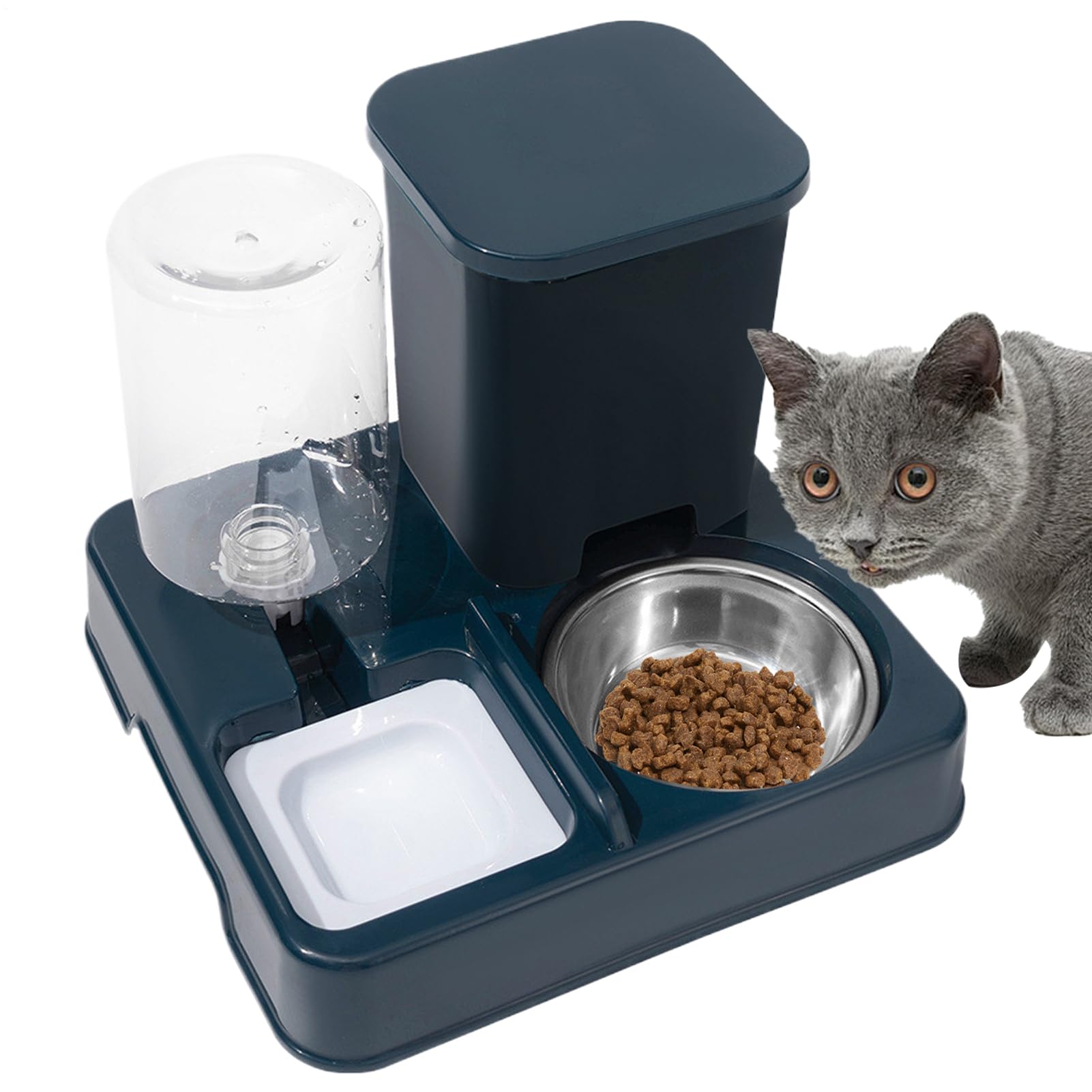 y Bebedero de Comida para Mascotas, Juego de dispensador de Agua y Comida para Gatos,Alimentador de Alimentos 2 en 1 - s automáticos portátiles, dispensador de Agua y Comida para Mascotas