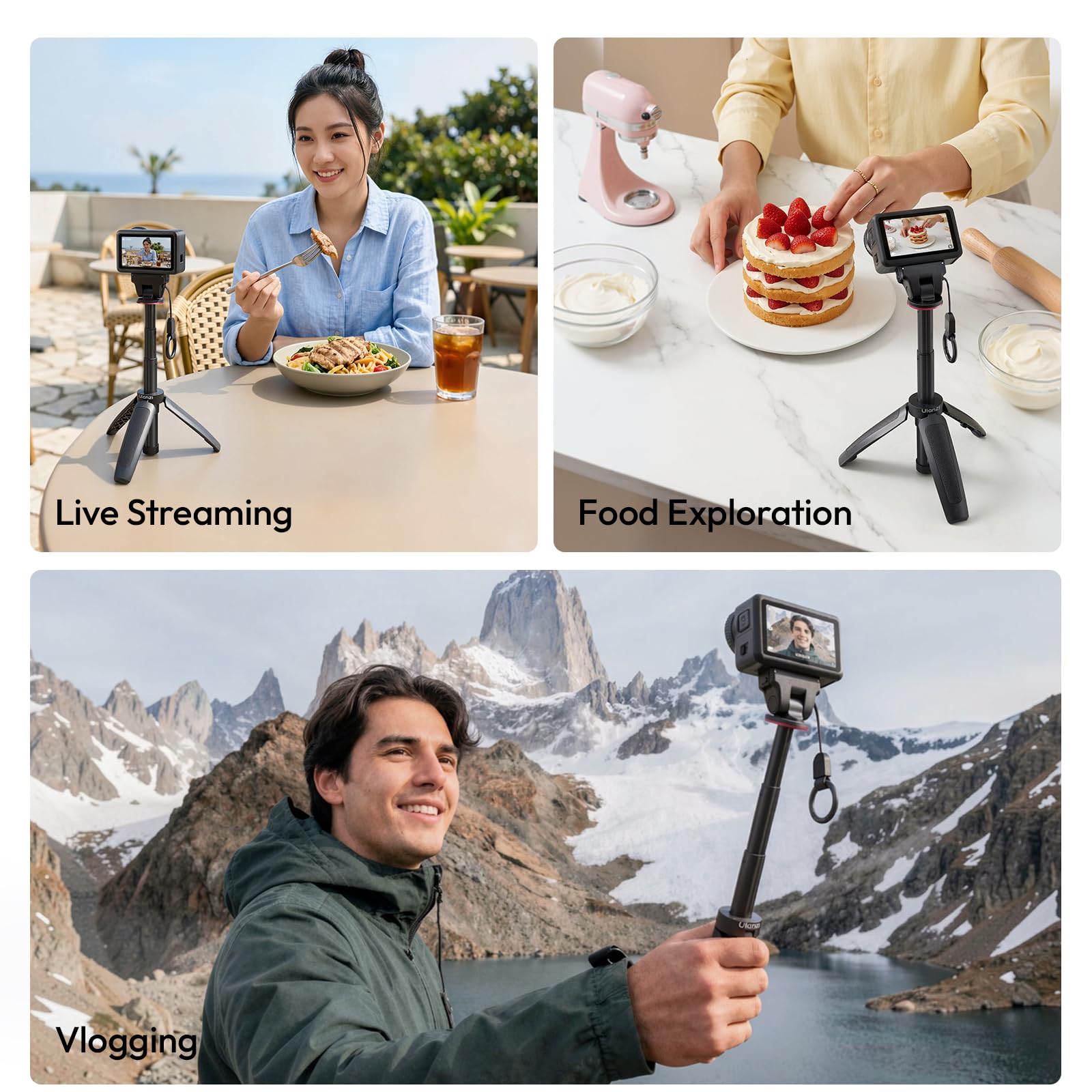 ULANZI MT99 - Treppiede per fotocamera DJI Osmo Action 5 Pro, Nano/Osmo Action 4, con chiusura in , supporto magnetico a sgancio rapido, mini treppiede