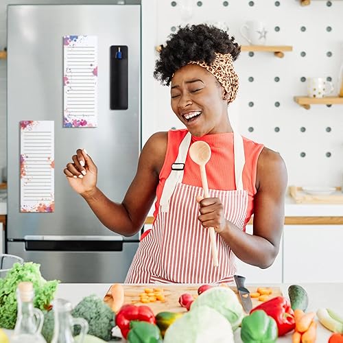 Miniatura 13 de Sinmoe Paquete de 6 blocs de notas magnéticos para refrigerador con soporte para bolígrafo, lista de compras de comestibles para hacer notas, 180