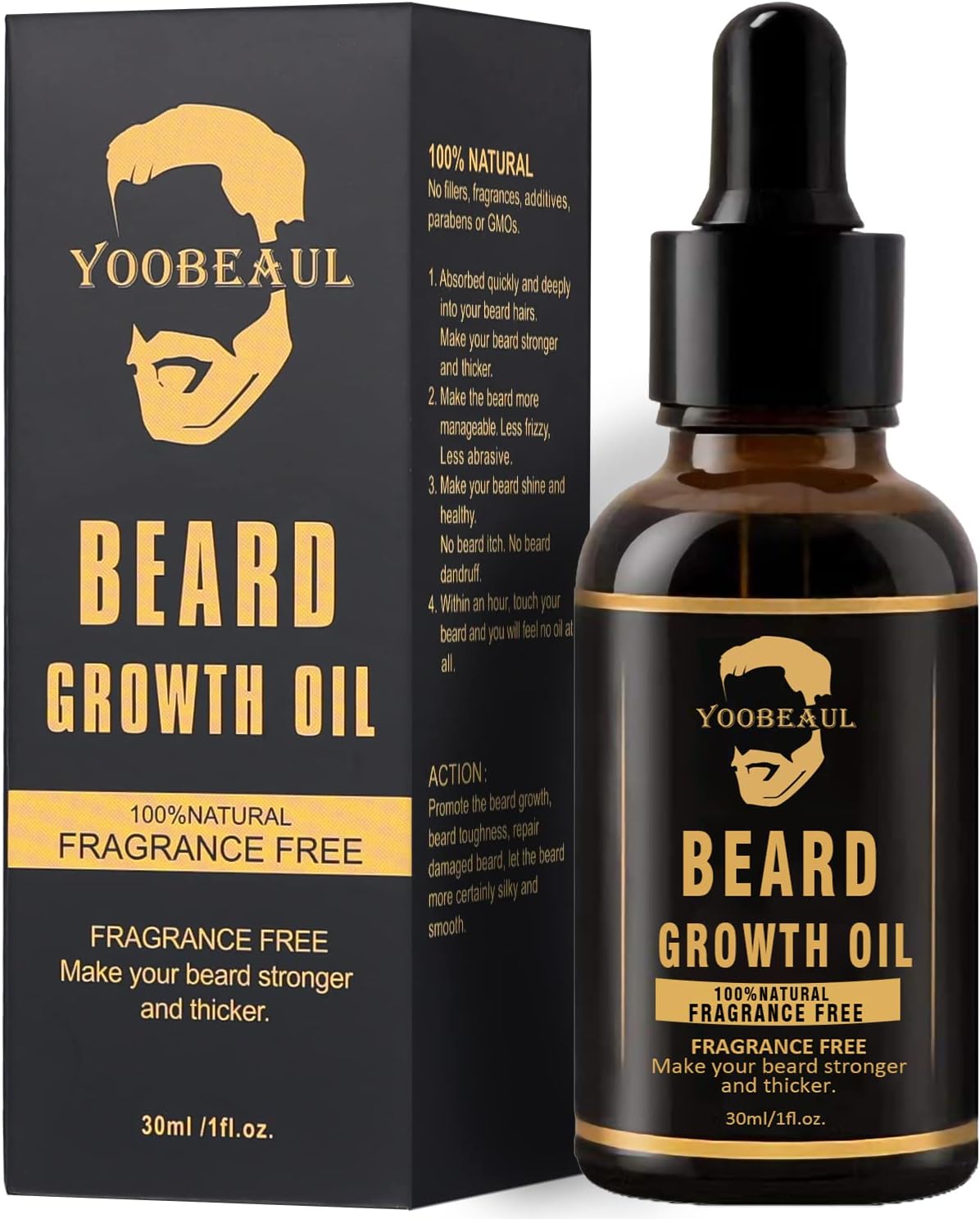 Beard Growth Oil and Serum - Promote Thicker, Fuller Beard with Plant Extracts for Faster Growth