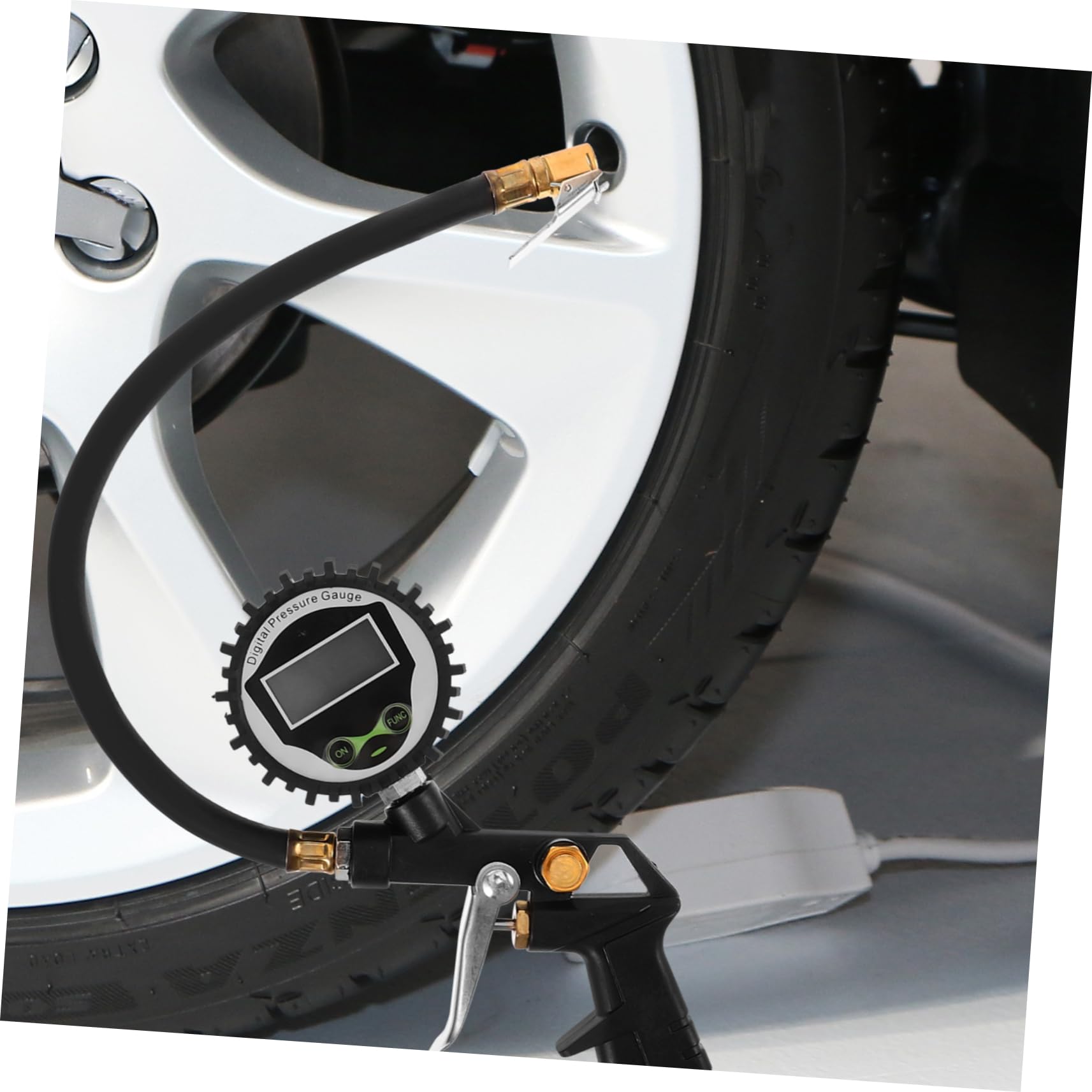 Manometro per Pressione Gomme 60psi Digitale Robusto Argento | Misurazione Accurata En 837 1.6%, Uso Bici e Suv, Funzionamento una Mano