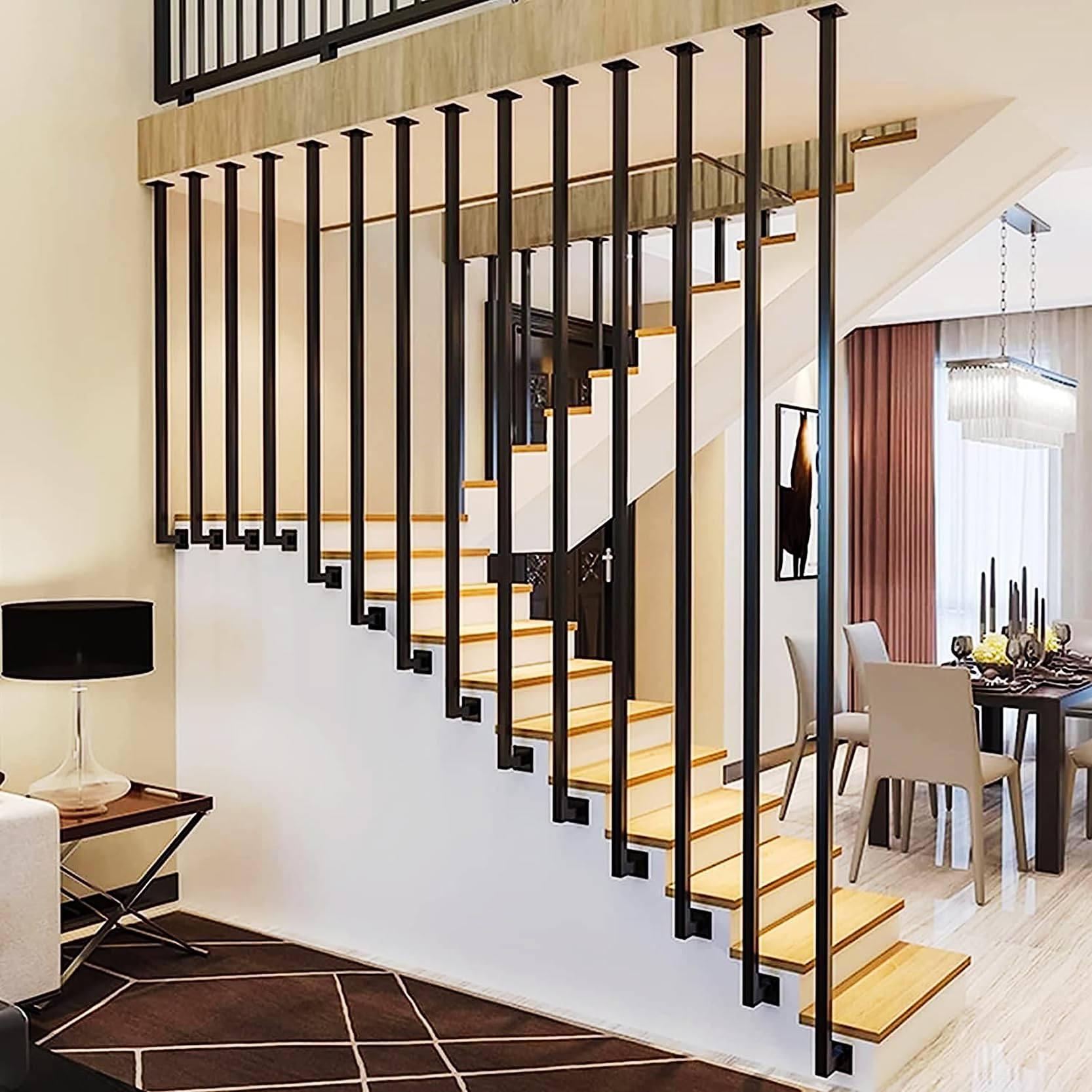 Support mural pour escalier intérieur en fer forgé galvanisé de 50 cm