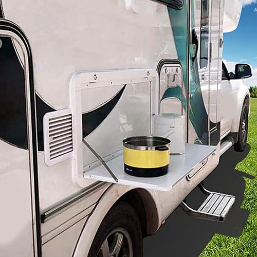 Miniatura 2 de Mesa plegable RV caravana plegable mesa externa de aluminio RV mesa colgante de pared 31.496 x 17.717 in Camping Picnic Computadora estación de