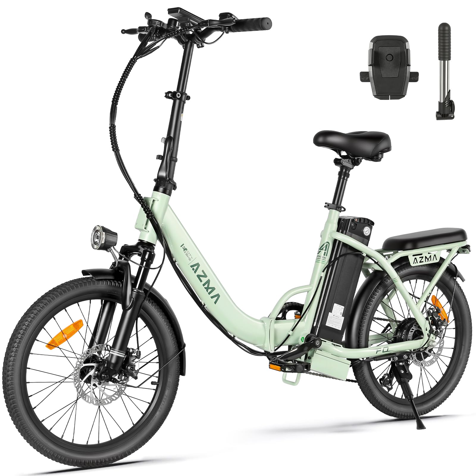 AZMA Bici Elettrica Pieghevole,20" Bici Elettrica Uomo Donna da 36V20.8Ah/15Ah Batteria Rimovibile,7-Gang Ebike