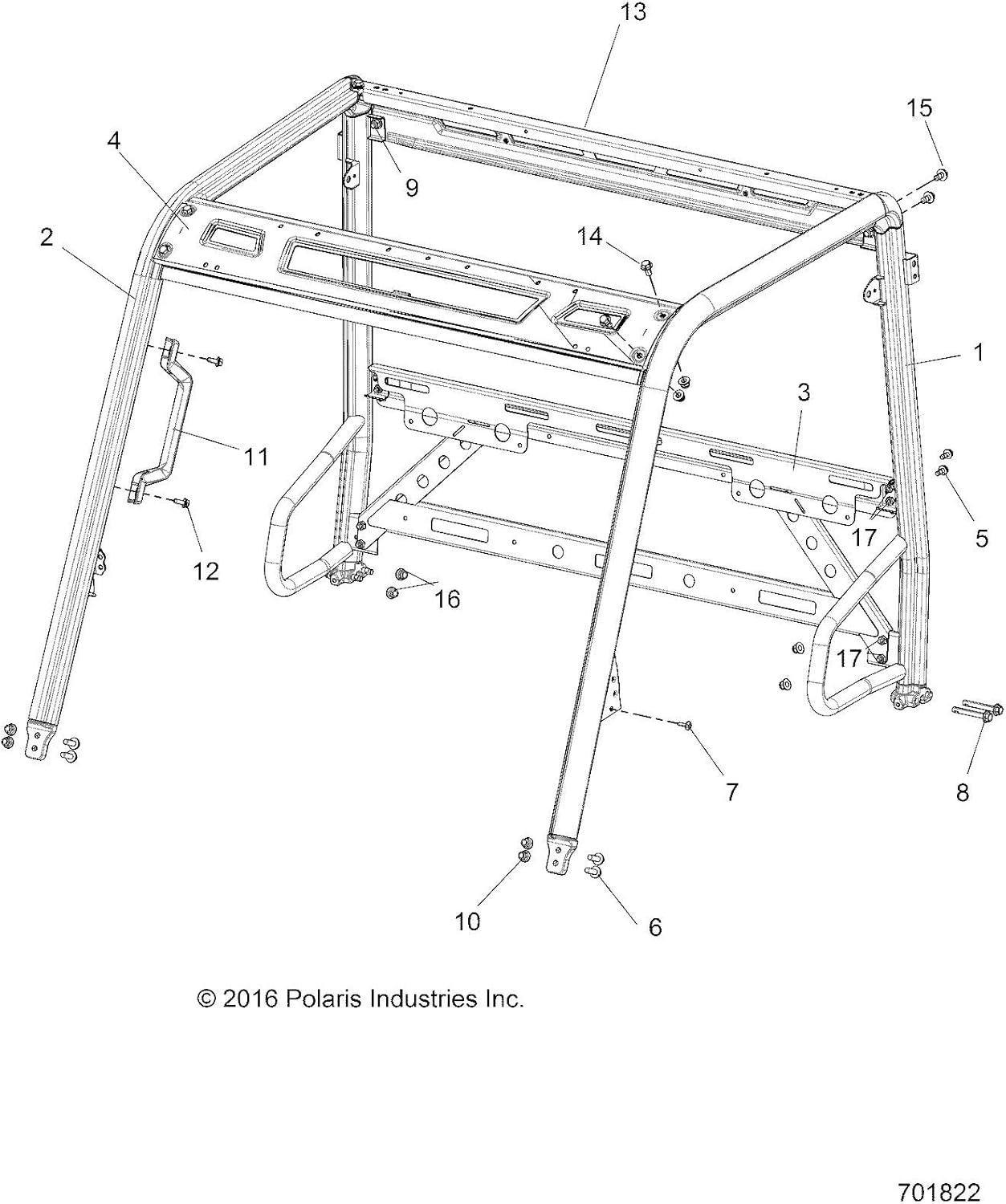 Polaris 1020164-458 WELD-CAB FRAME LWR REAR M.BLK Ranger 570